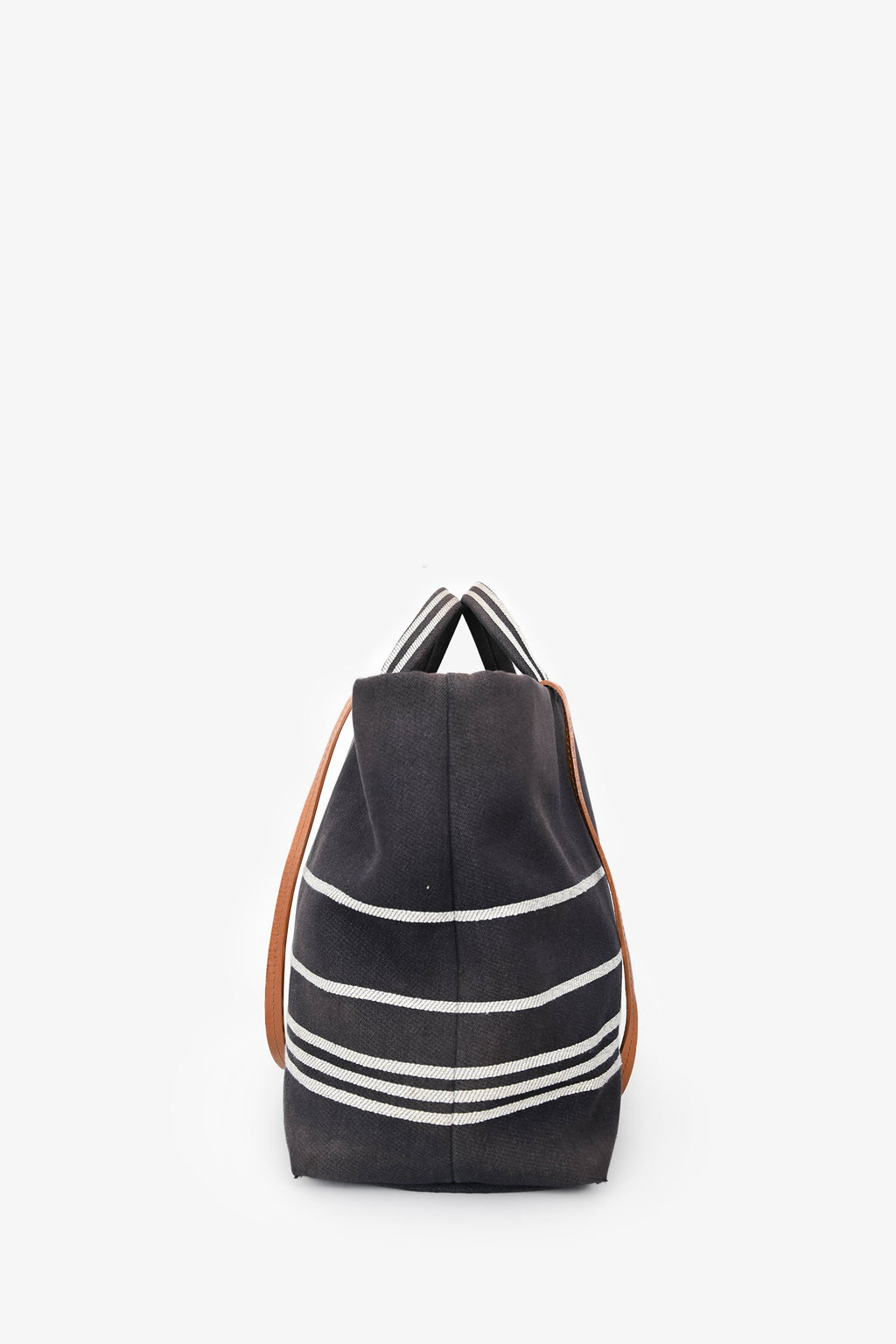 Pre-Loved Chanel™ 2014 Blue/White Striped Denim CC 2 Way Shopper Tote Bag