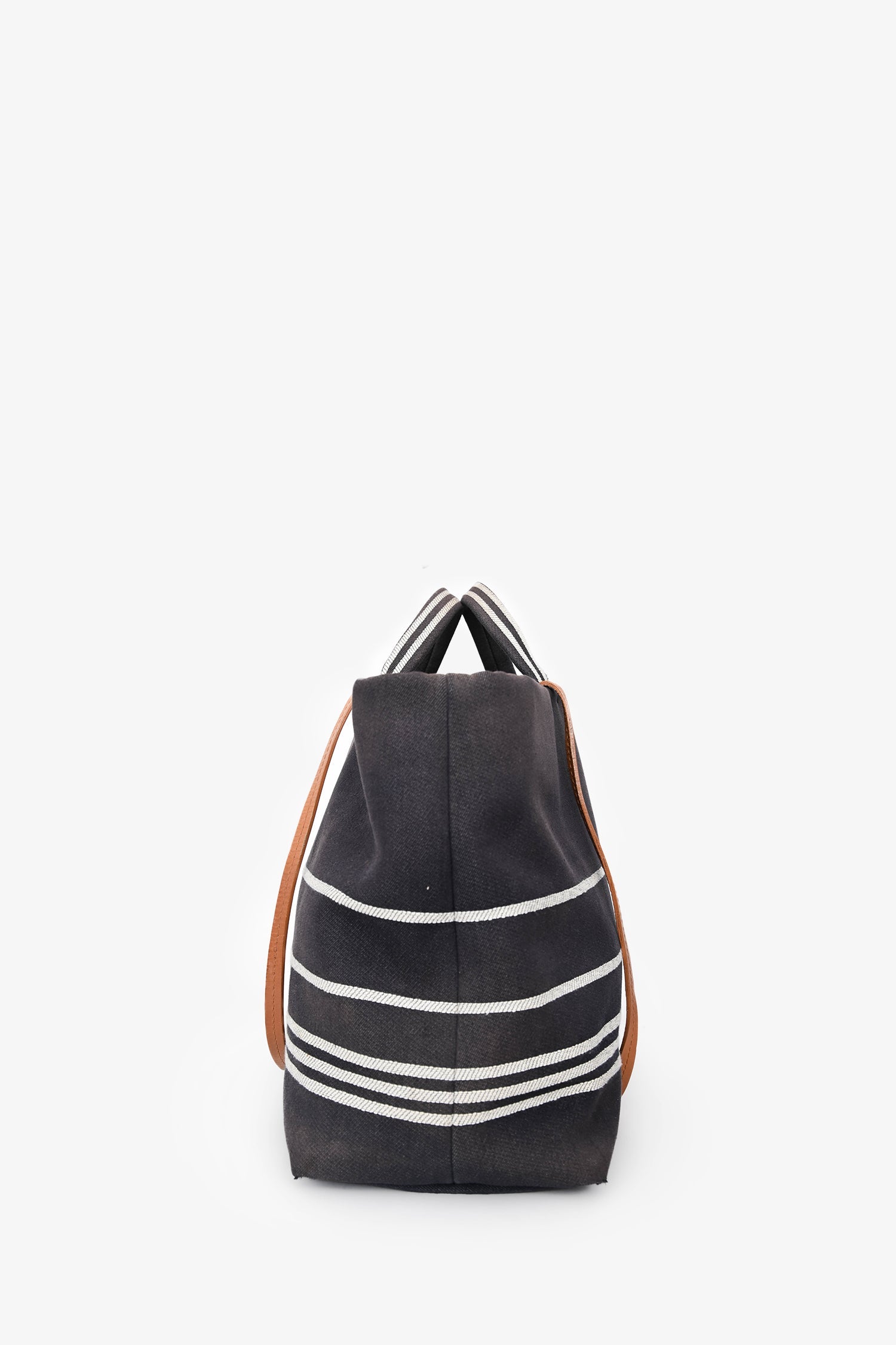 Pre-Loved Chanel™ 2014 Blue/White Striped Denim CC 2 Way Shopper Tote Bag