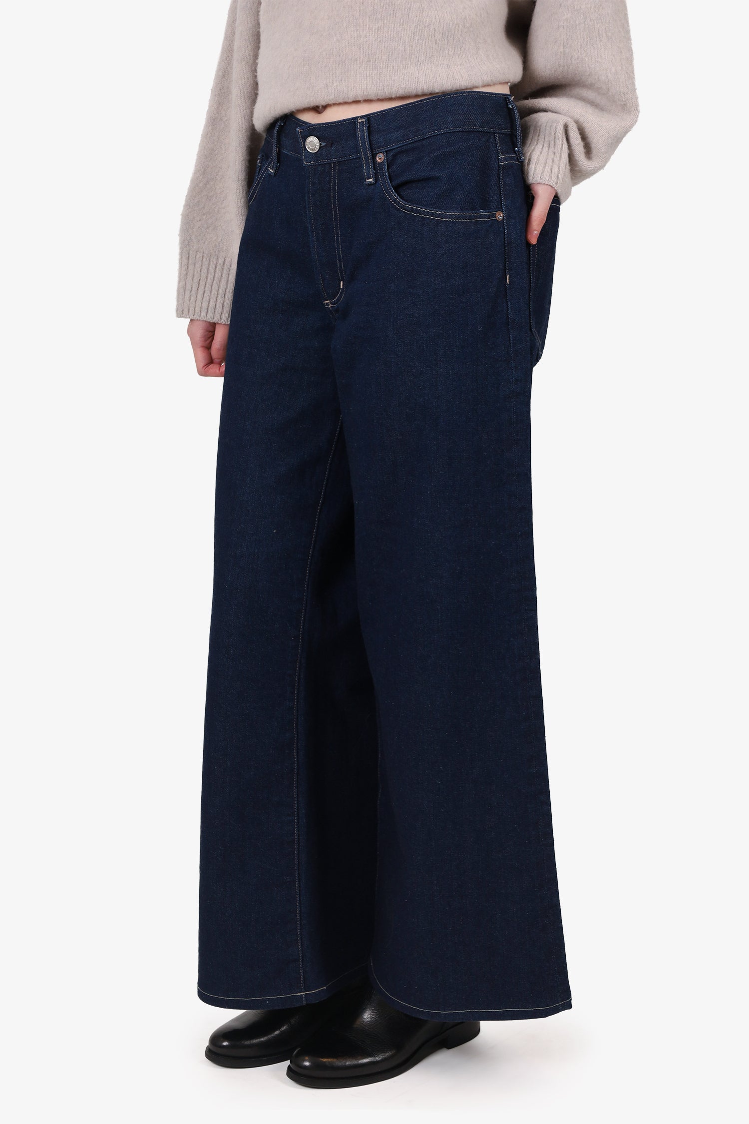 Agolde Dark Blue Wide Leg Jeans Size 28
