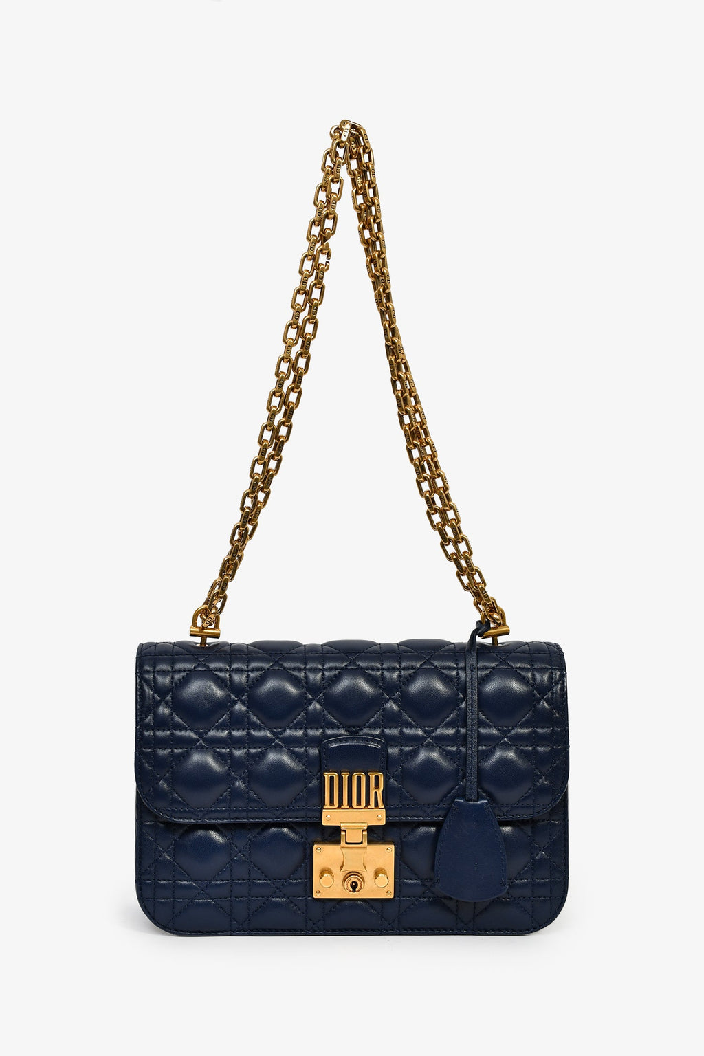 Christian Dior 2017 Navy Blue Cannage Leather Dioraddict Flap Bag