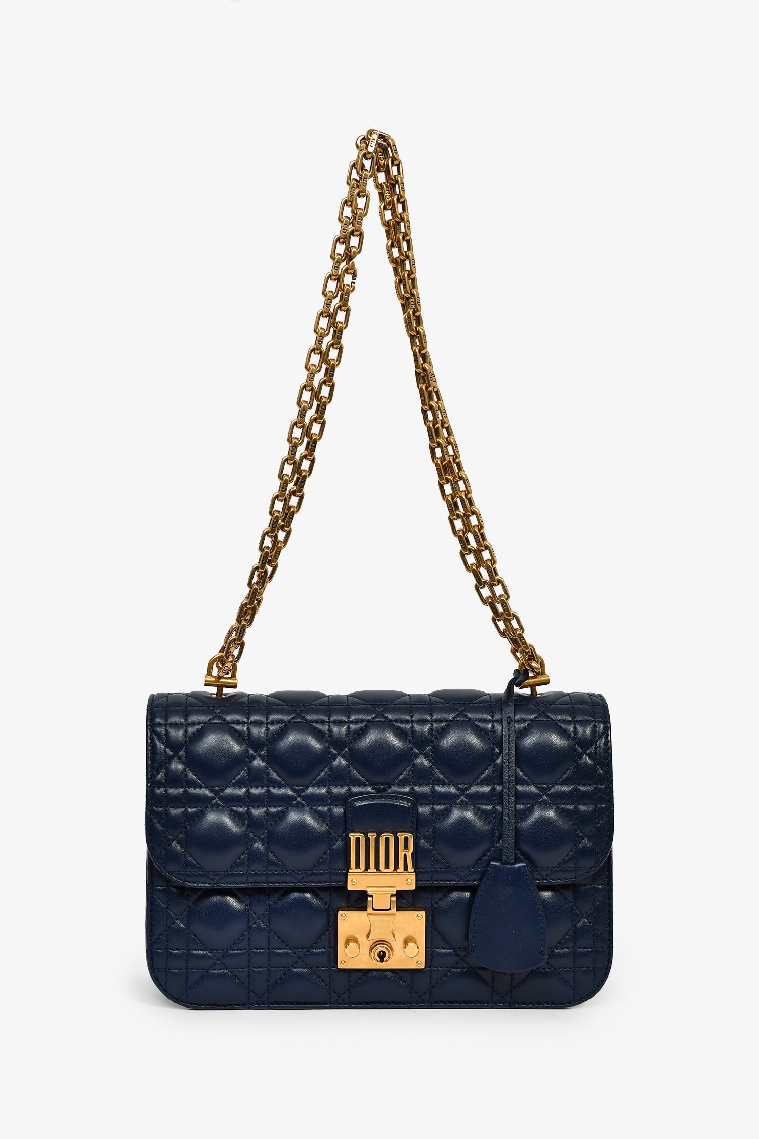 Christian Dior 2017 Navy Blue Cannage Leather Dioraddict Flap Bag
