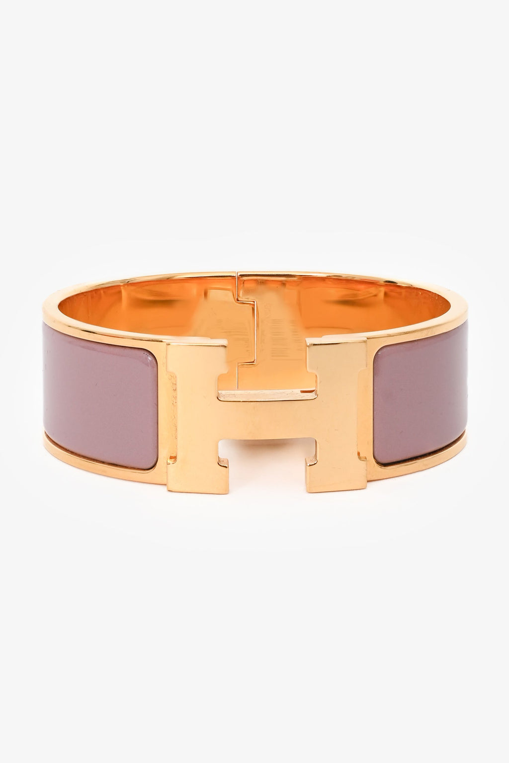 Hermès Gold Tone Pink Ceramic 'Clic Clac H' GM Bracelet