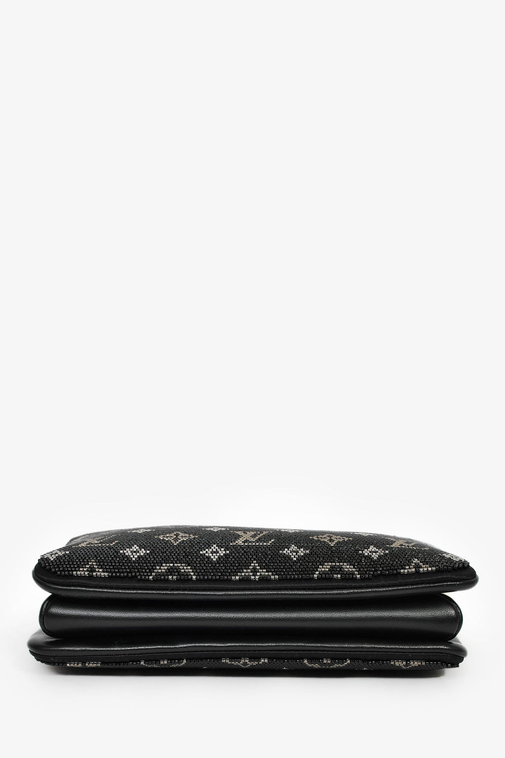 Louis Vuitton Black Satin Beaded Embroidered Monogram Coussin BB