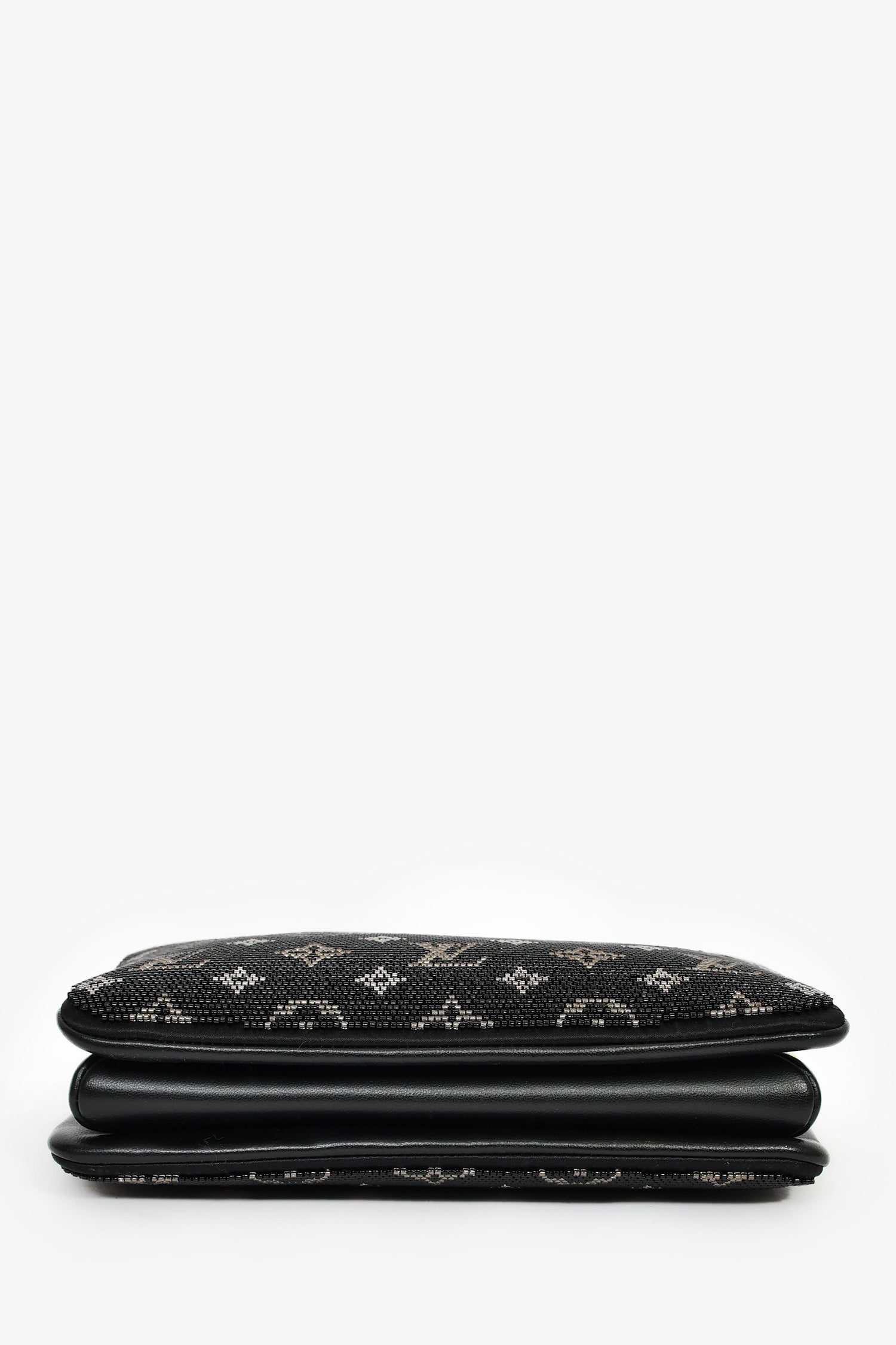 Louis Vuitton Black Satin Beaded Embroidered Monogram Coussin BB