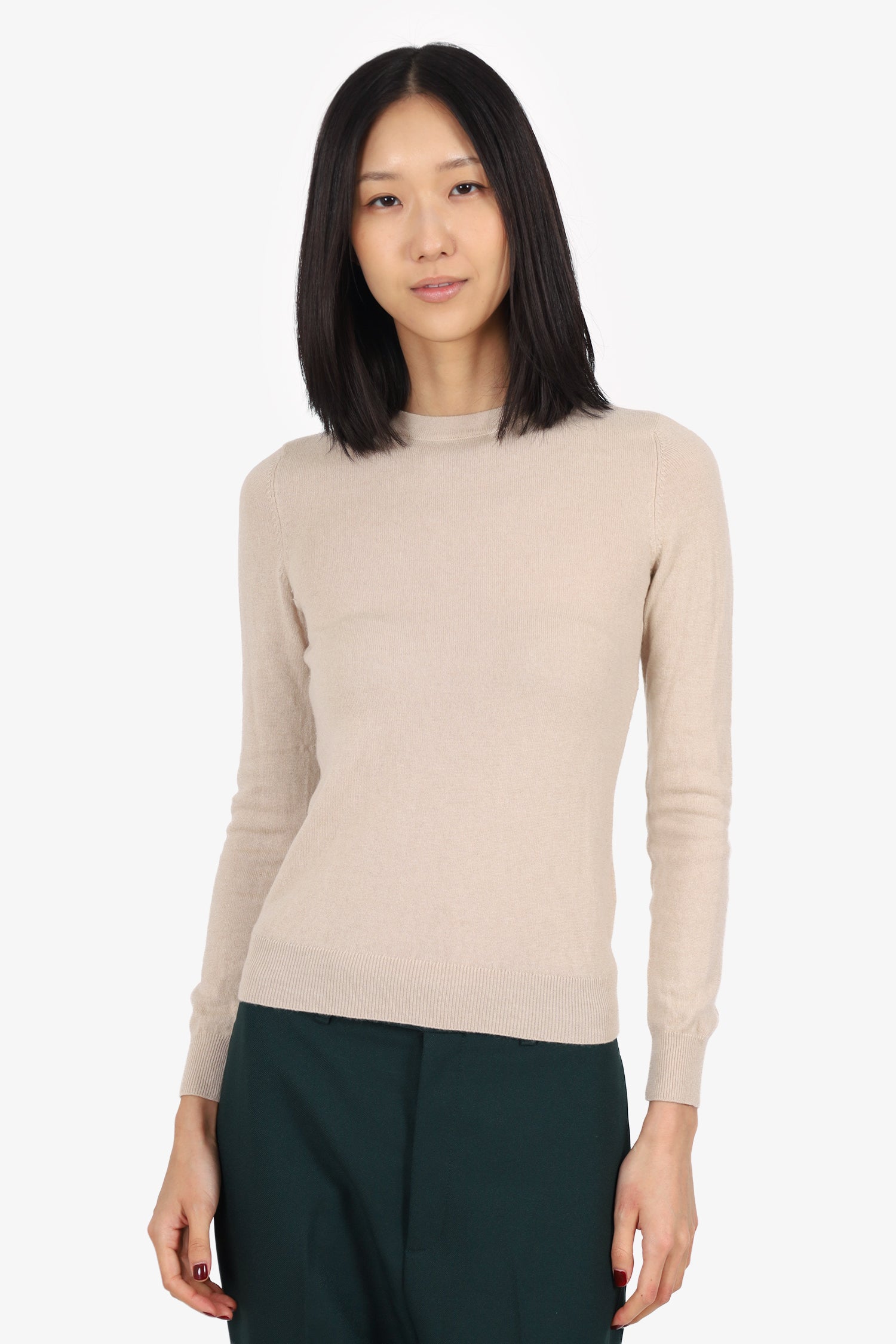 Brunello Cucinelli Beige Cashmere Long Sleeve Sweater Size XXS
