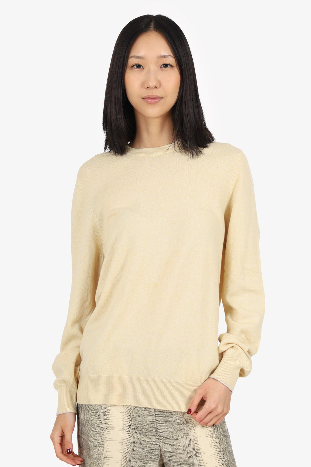 Brunello Cucinelli Yellow Cashmere Long Sleeve Sweater Size 50 Mens