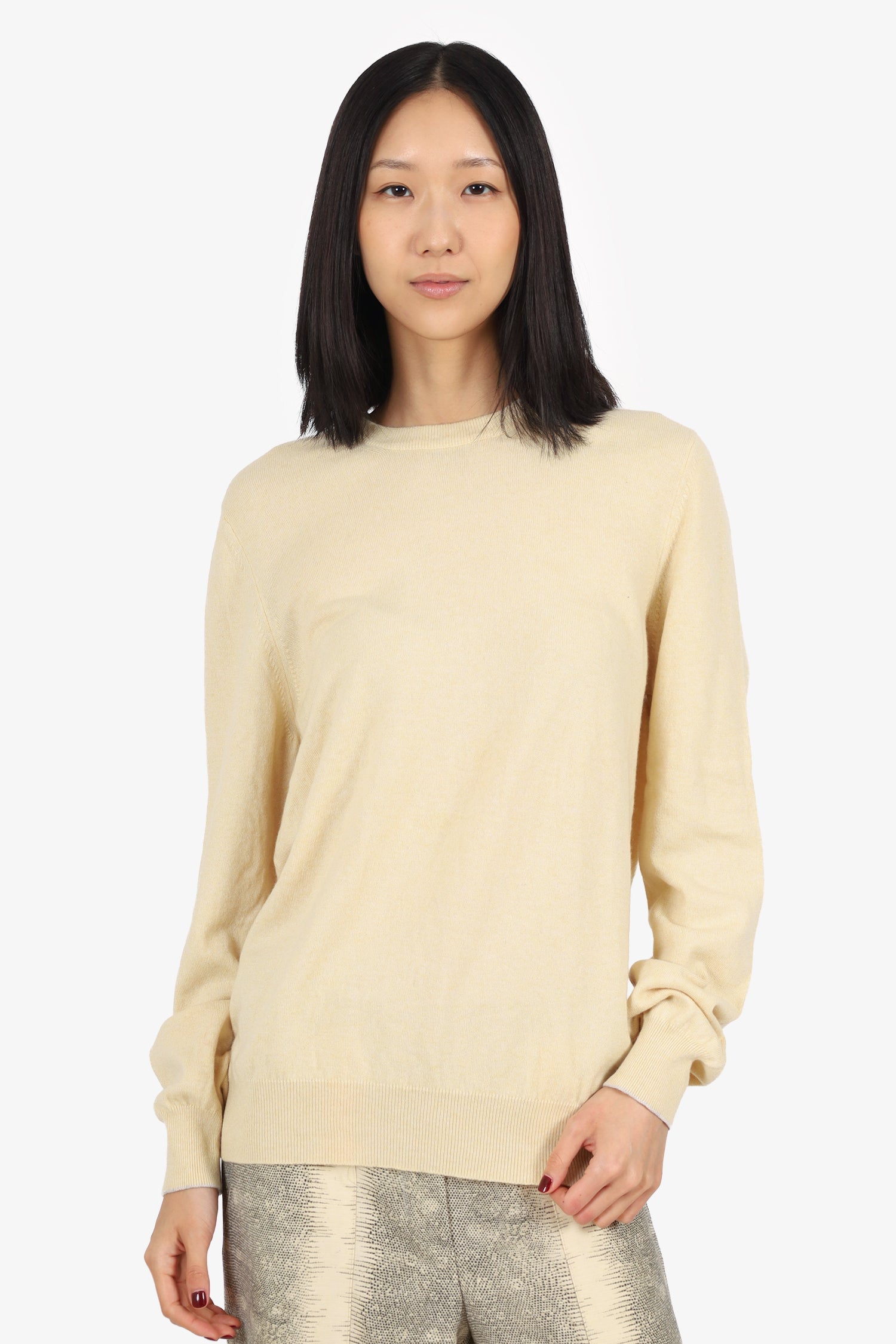 Brunello Cucinelli Yellow Cashmere Long Sleeve Sweater Size 50 Mens