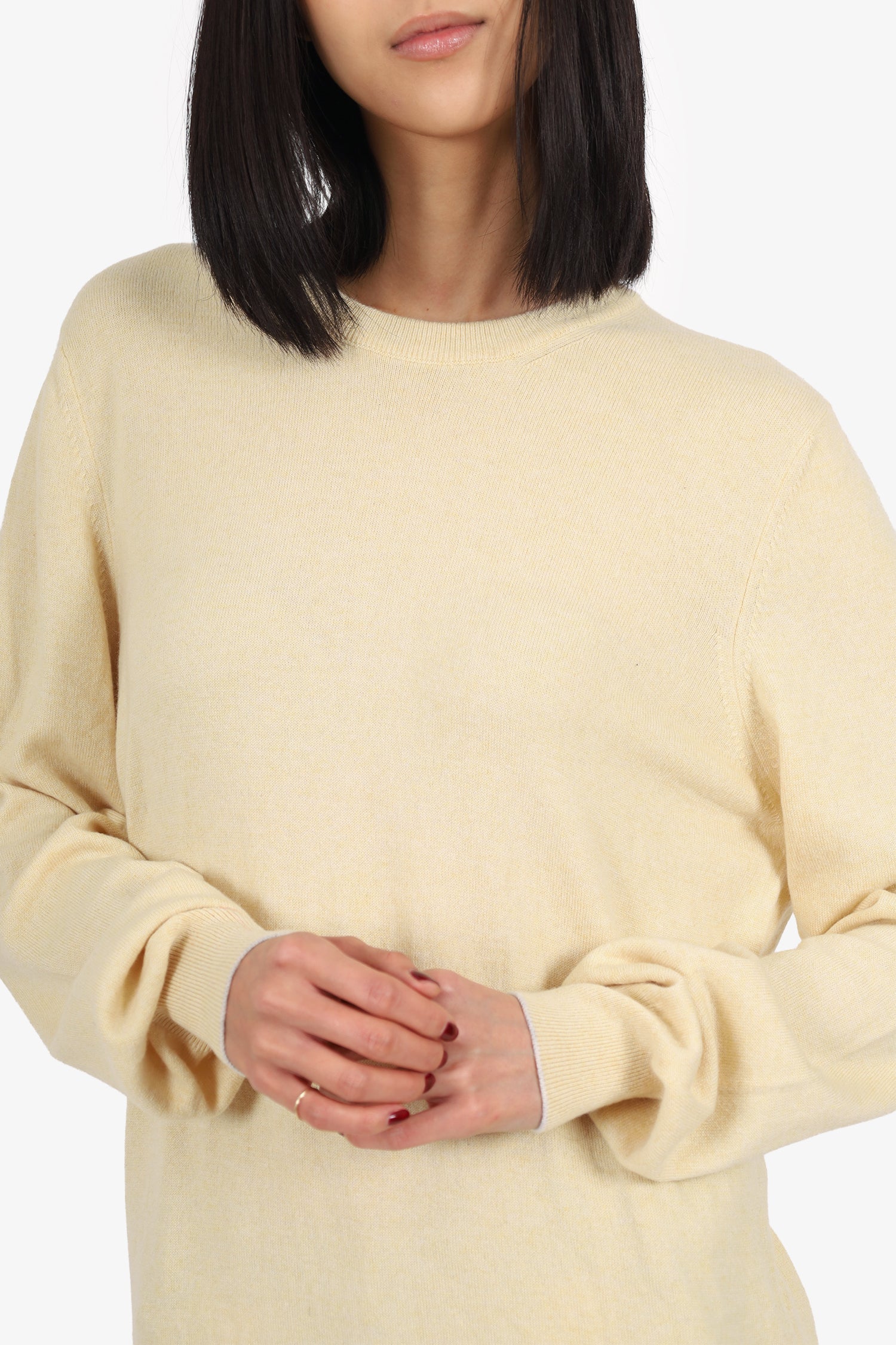 Brunello Cucinelli Yellow Cashmere Long Sleeve Sweater Size 50 Mens