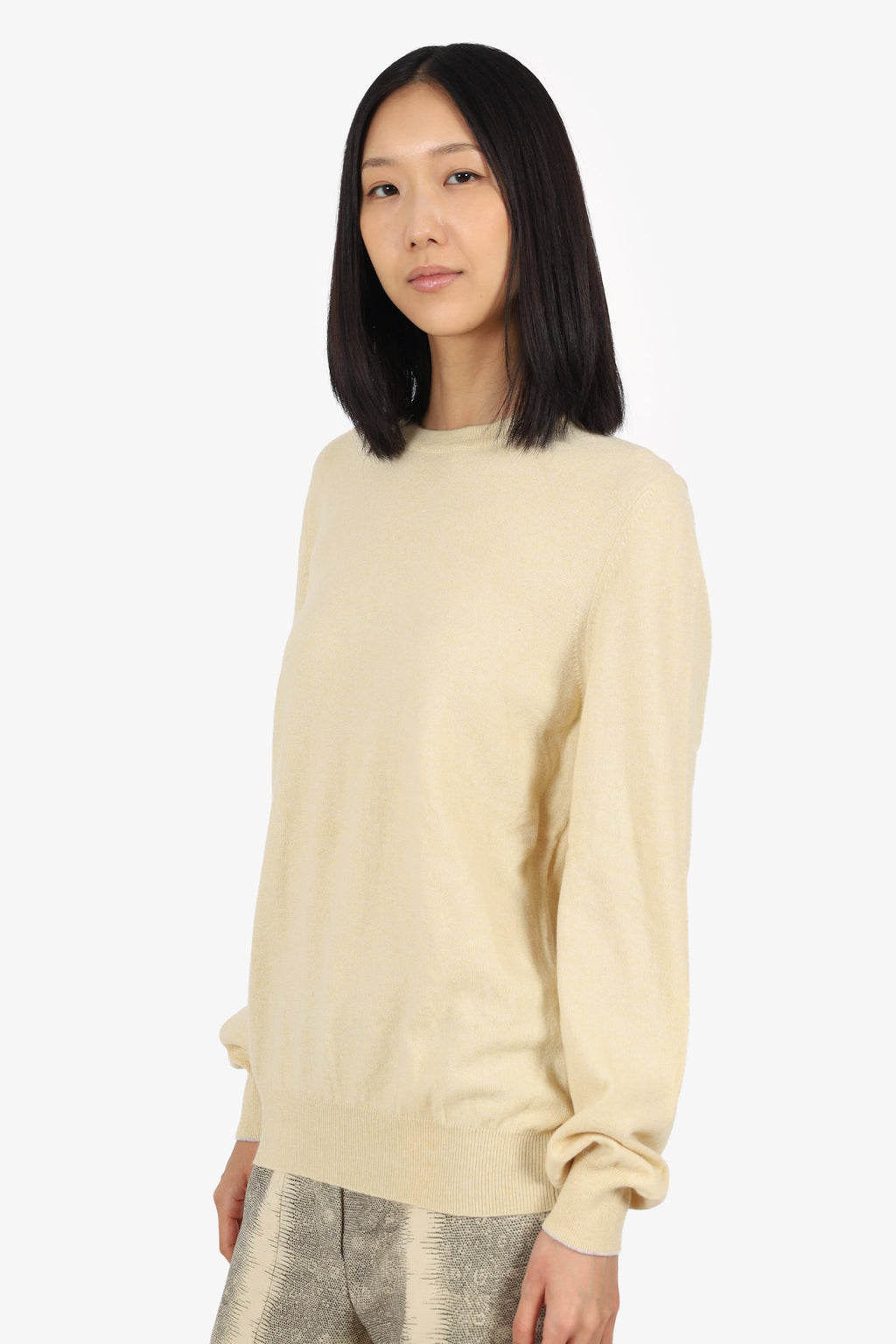 Brunello Cucinelli Yellow Cashmere Long Sleeve Sweater Size 50 Mens
