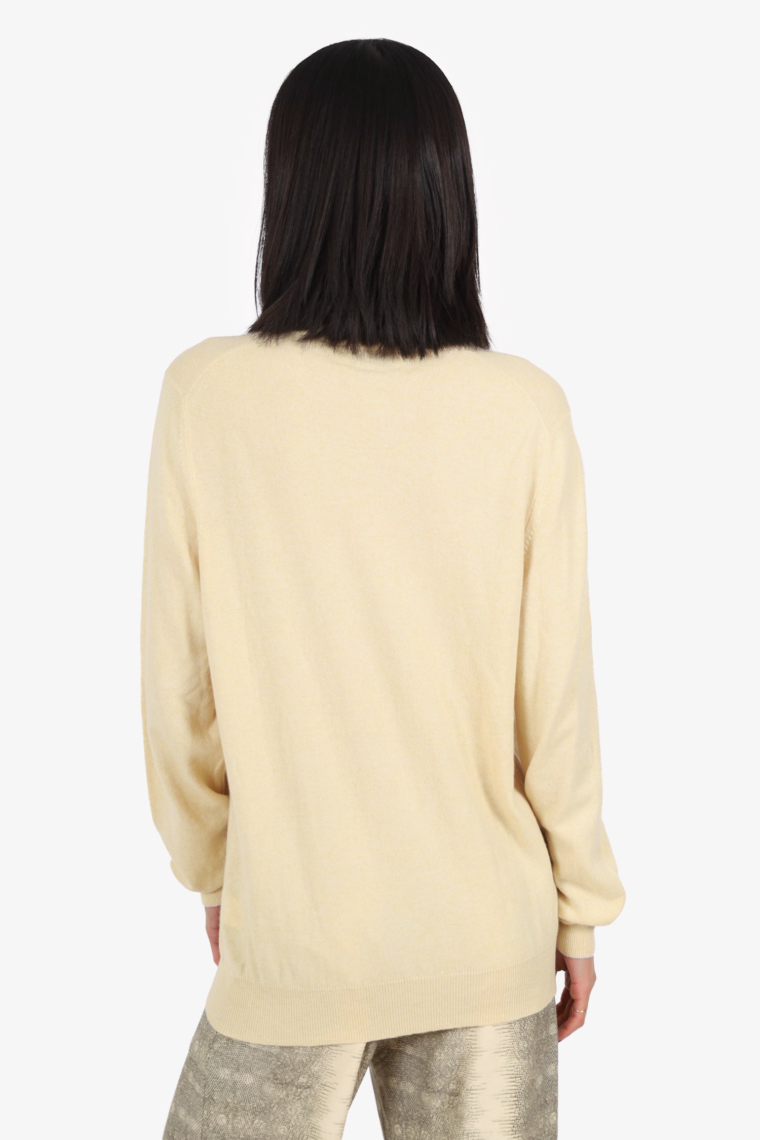 Brunello Cucinelli Yellow Cashmere Long Sleeve Sweater Size 50 Mens