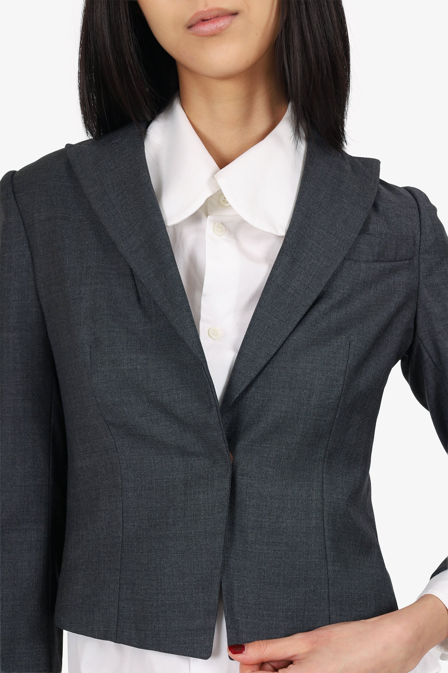 Brunello Cucinelli Grey Virgin Wool Cropped Blazer Size 36