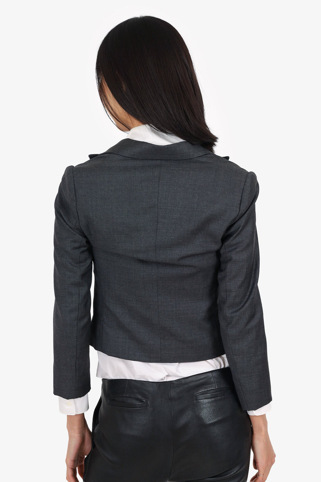 Brunello Cucinelli Grey Virgin Wool Cropped Blazer Size 36