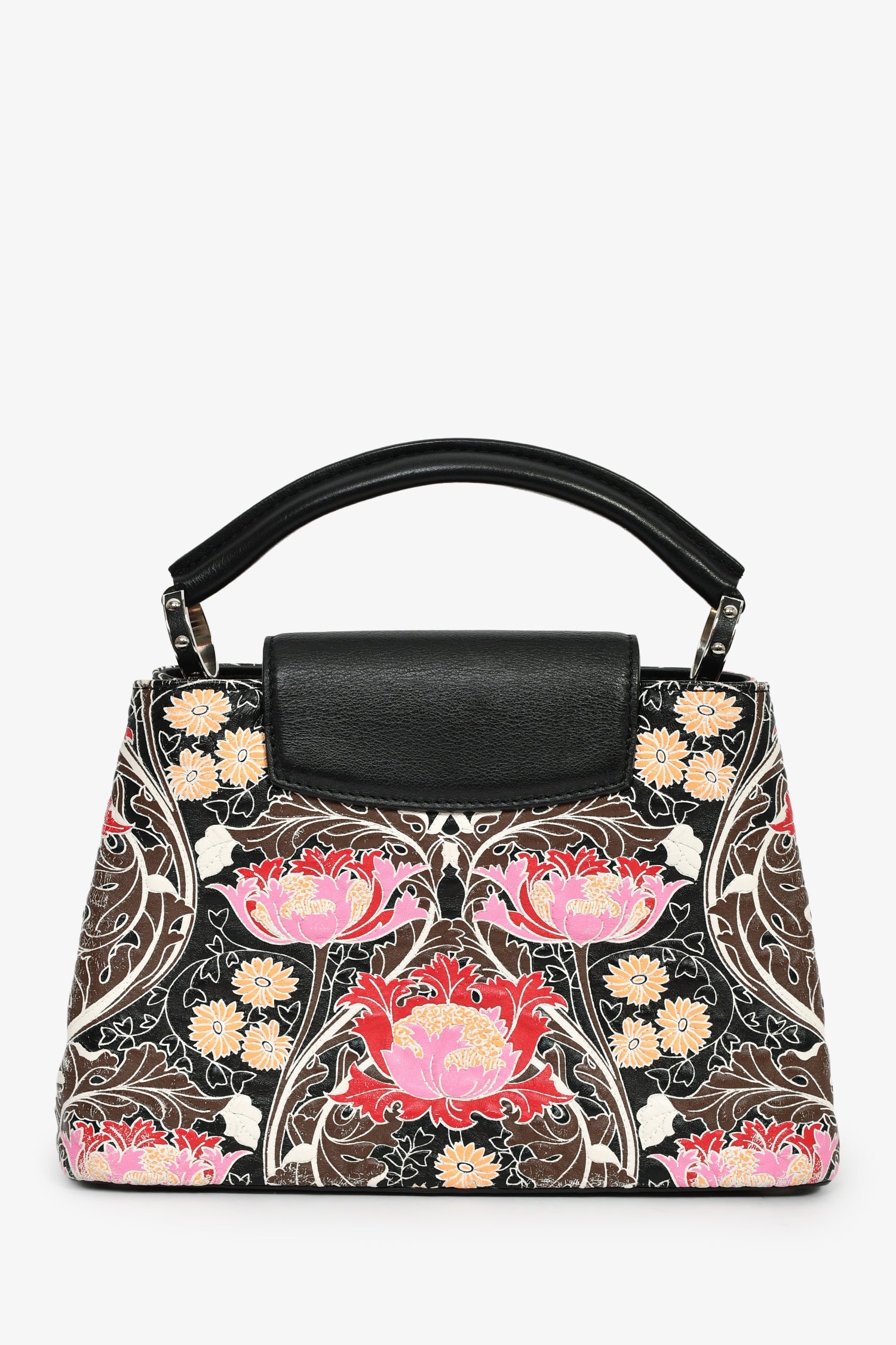 Louis Vuitton 2015 Black/Multicolour Leather Wild Flowers Capucines BB Top Handle Bag with Strap