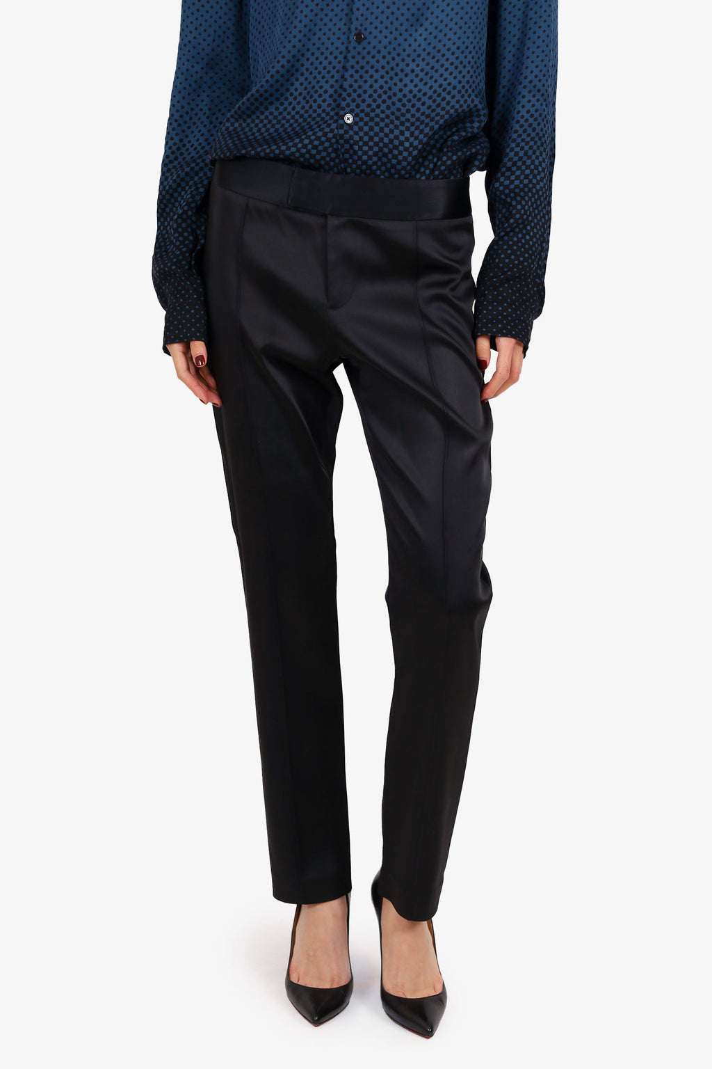 Smythe Black Satin Trousers Size 4