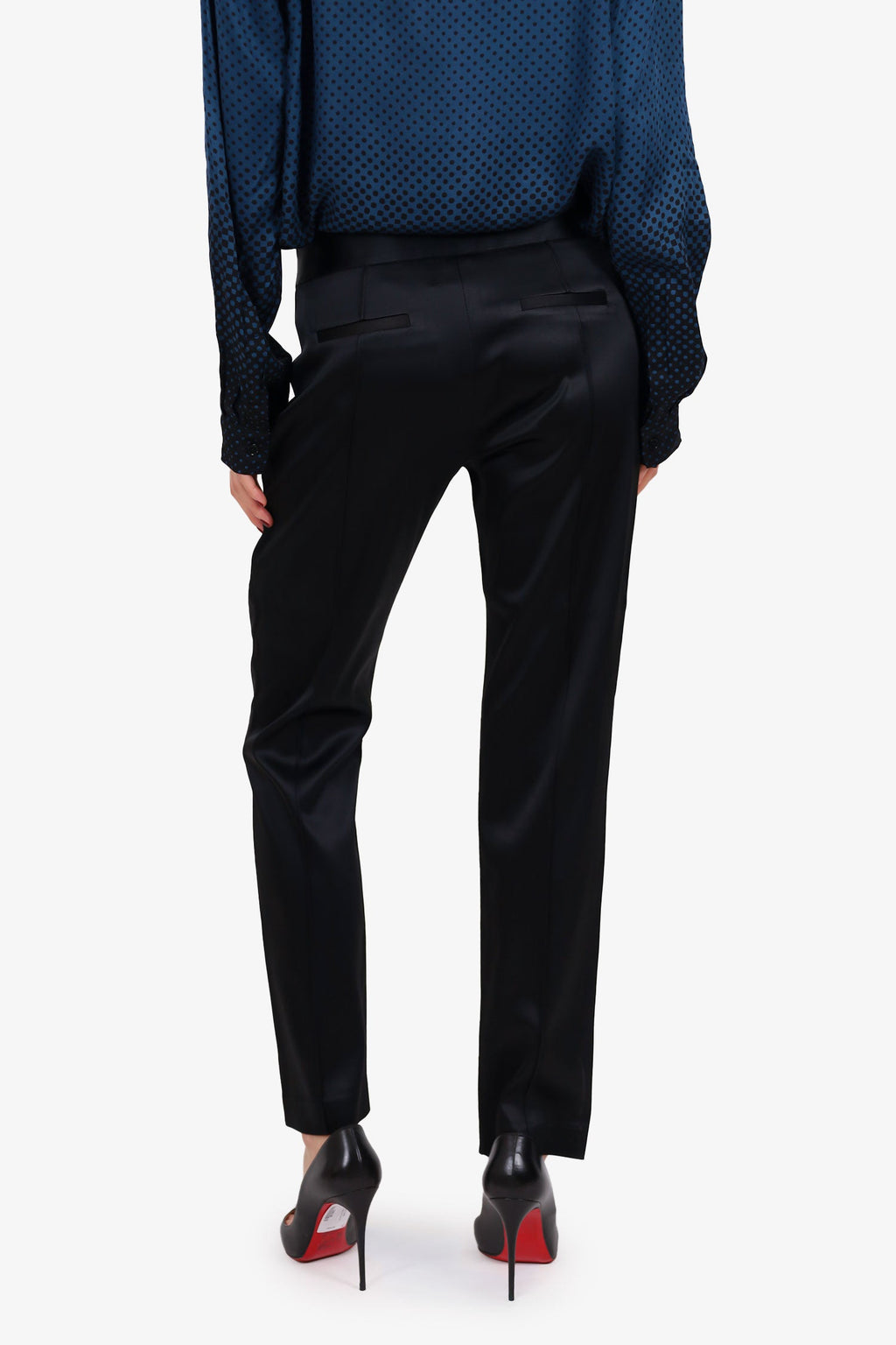 Smythe Black Satin Trousers Size 4
