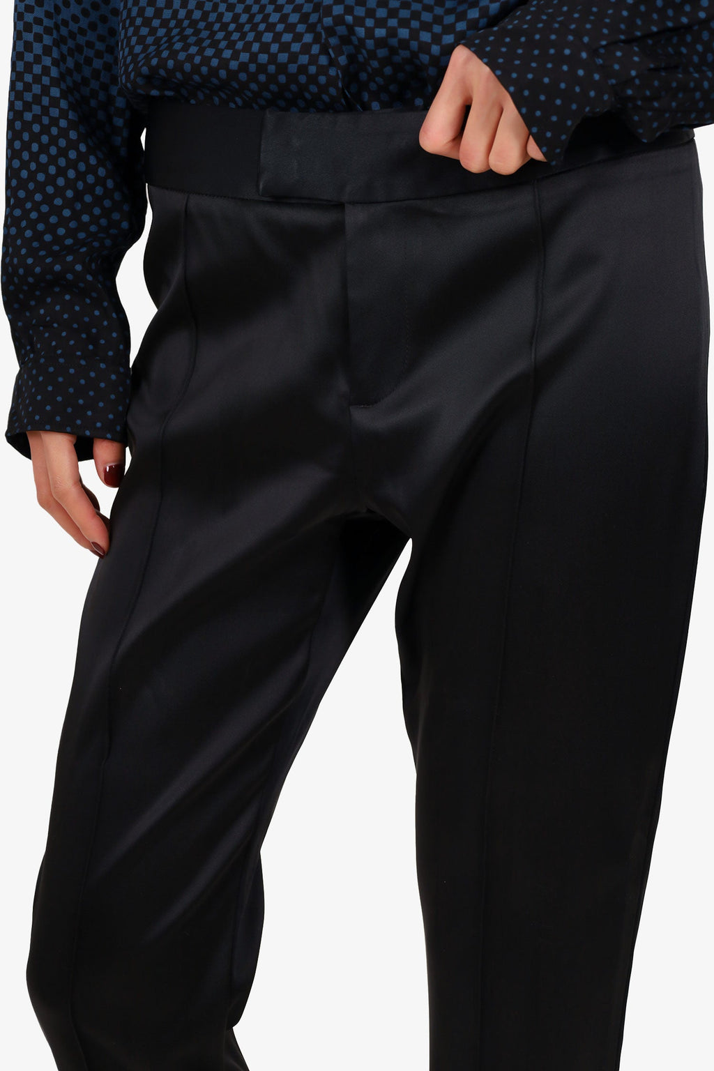 Smythe Black Satin Trousers Size 4