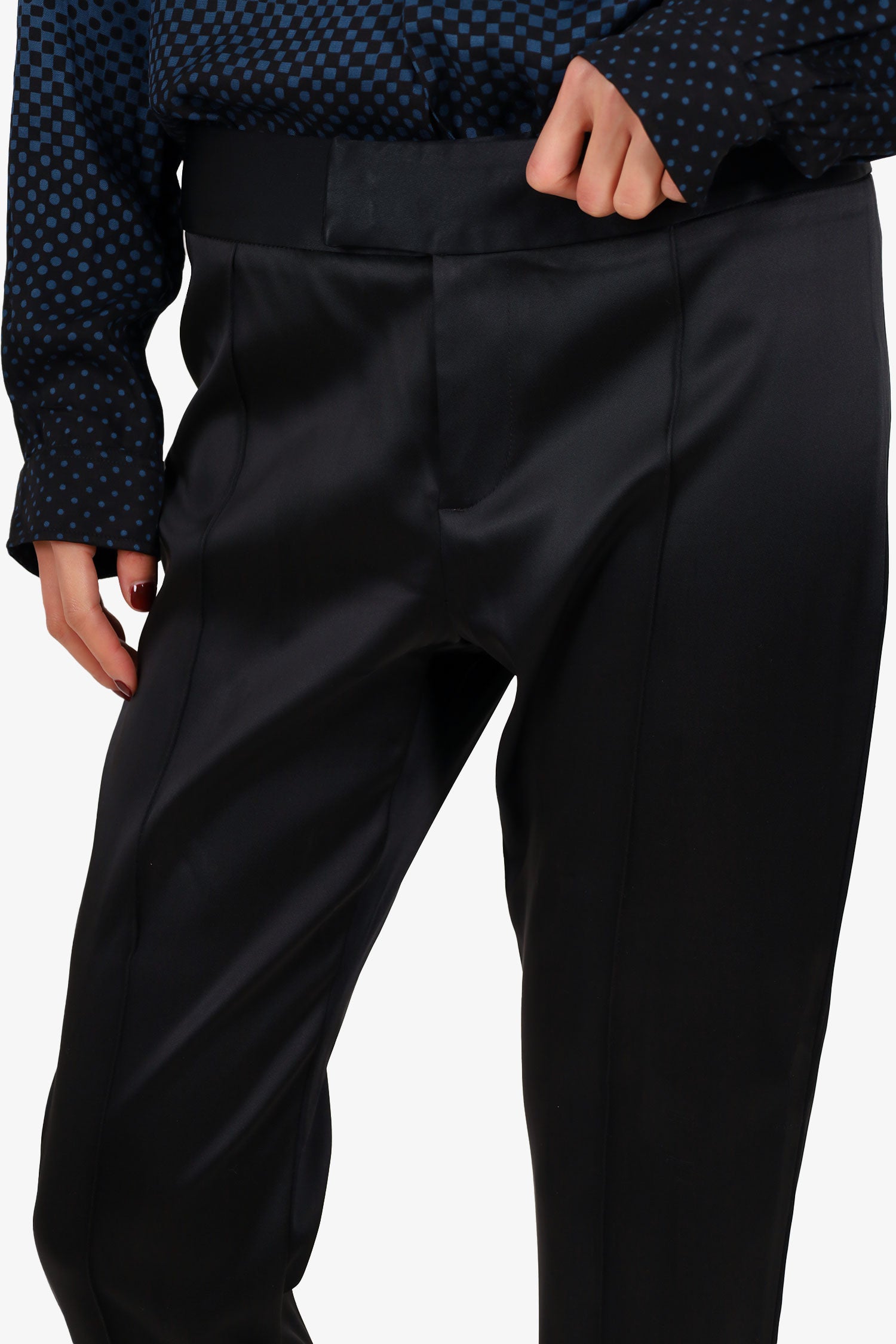 Smythe Black Satin Trousers Size 4