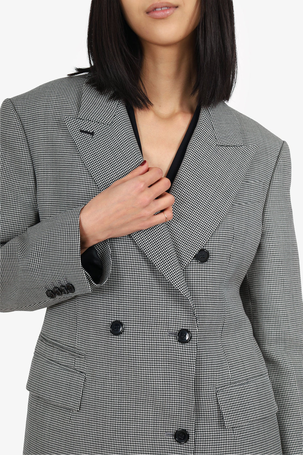 We11Done Grey Wool Houndstooth Cut-out Blazer Size M