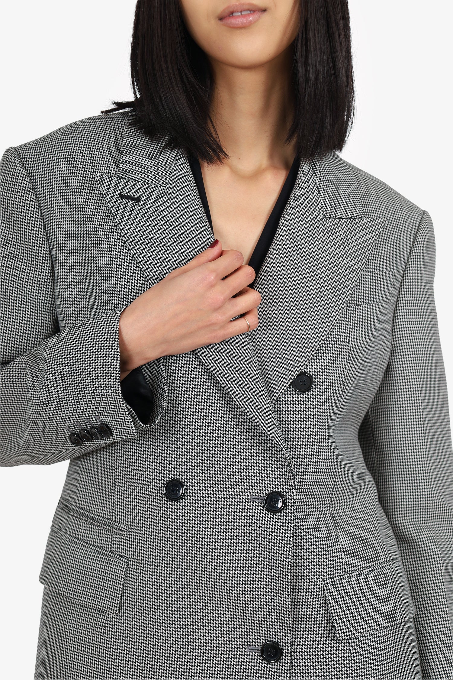 We11Done Grey Wool Houndstooth Cut-out Blazer Size M