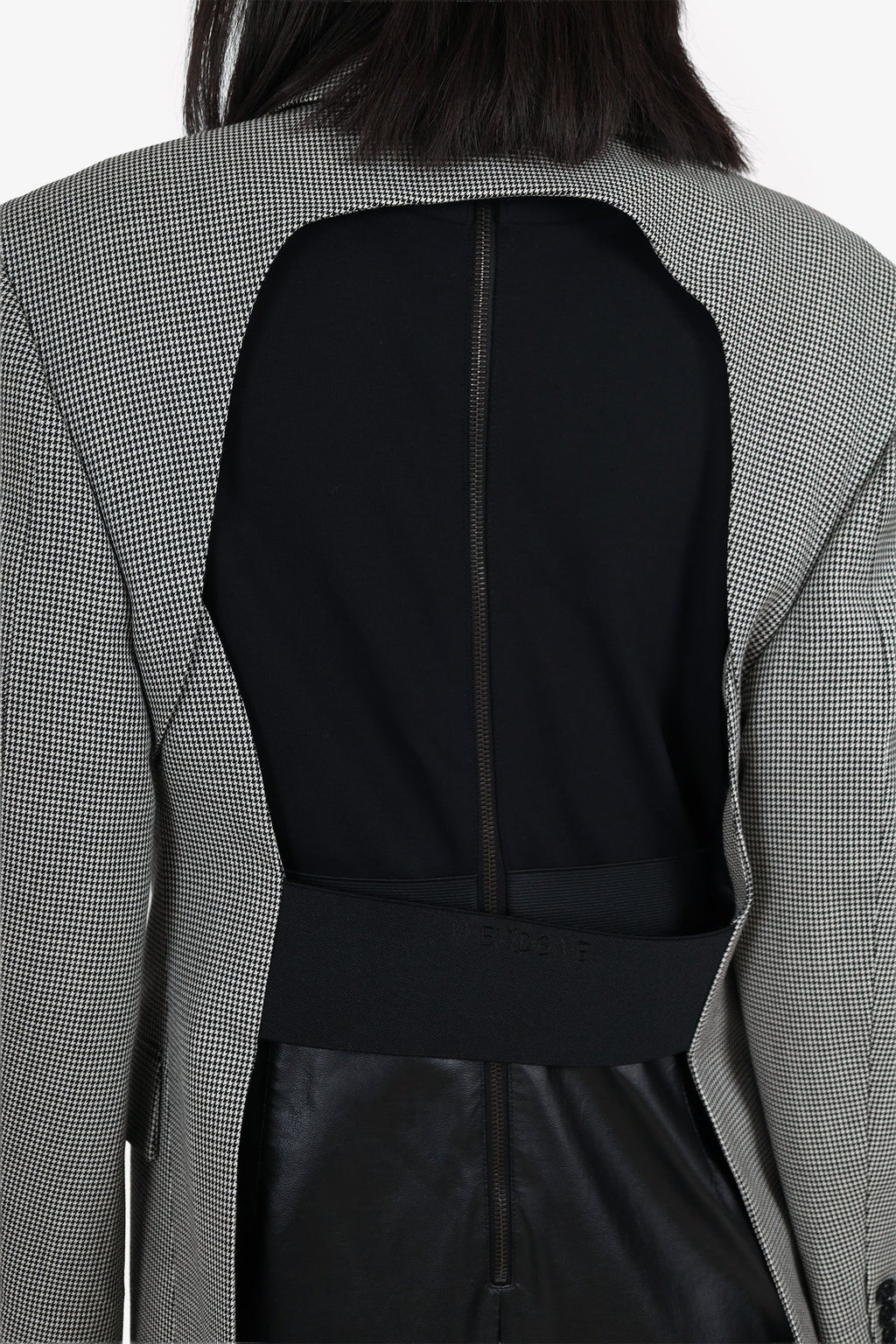 We11Done Grey Wool Houndstooth Cut-out Blazer Size M
