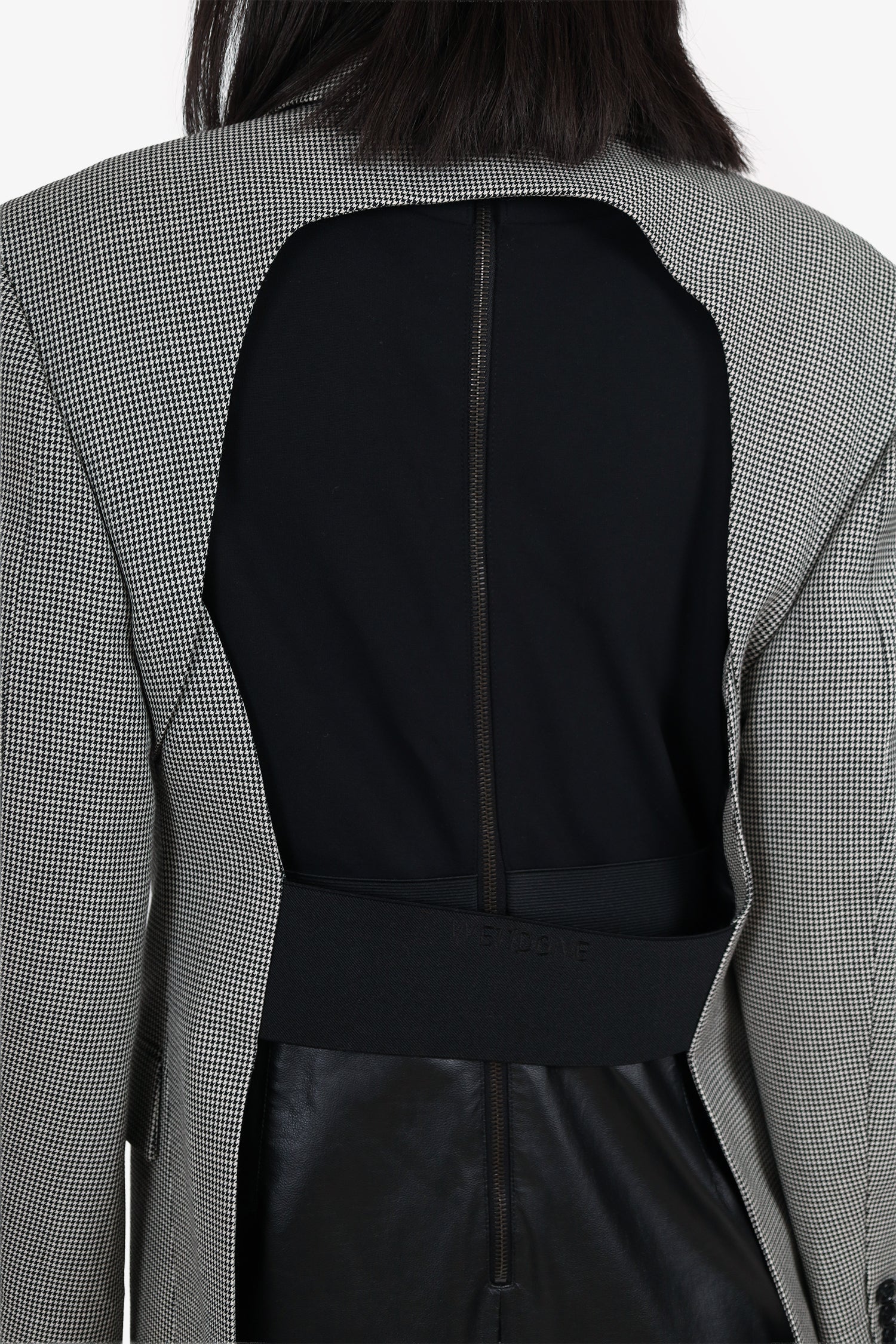 We11Done Grey Wool Houndstooth Cut-out Blazer Size M