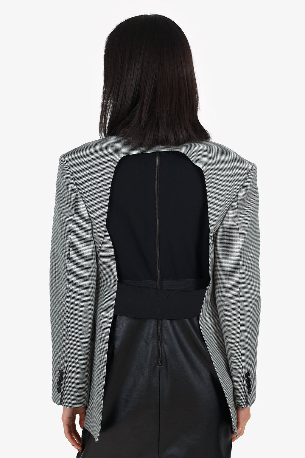We11Done Grey Wool Houndstooth Cut-out Blazer Size M