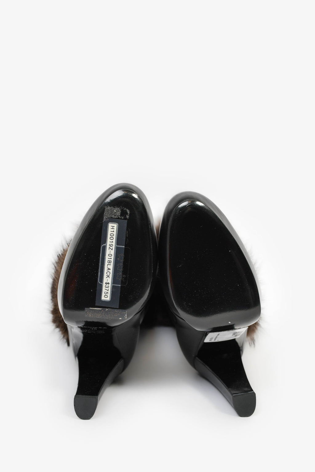 Hermès Black Leather Fur Lined Boots Size 38