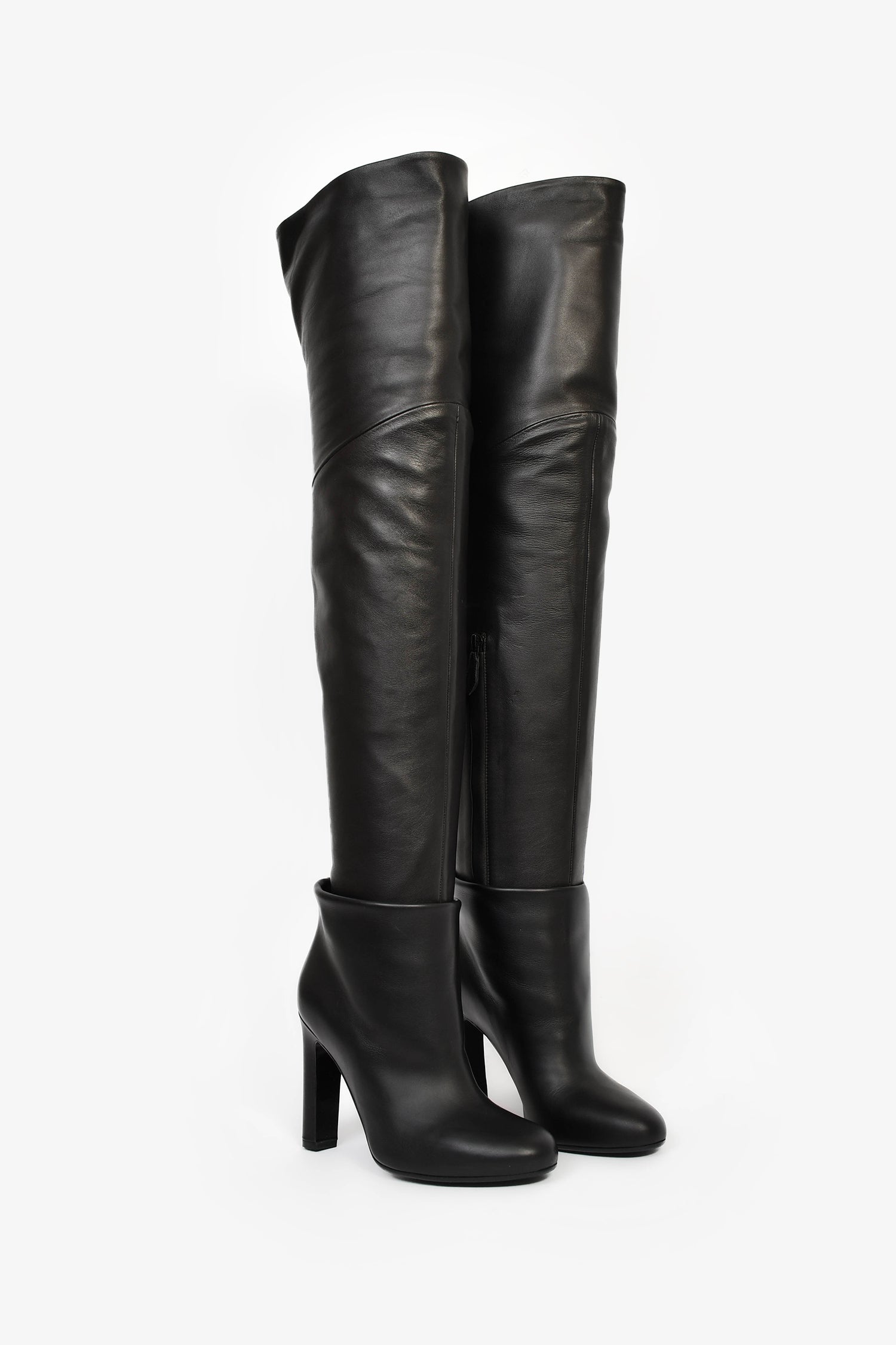 Hermès Black Nappa Leather 'Johanna' Knee High Boots Size 37