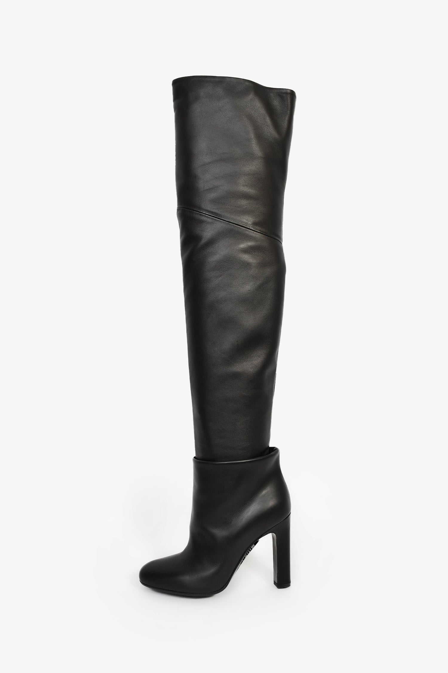Hermès Black Nappa Leather 'Johanna' Knee High Boots Size 37