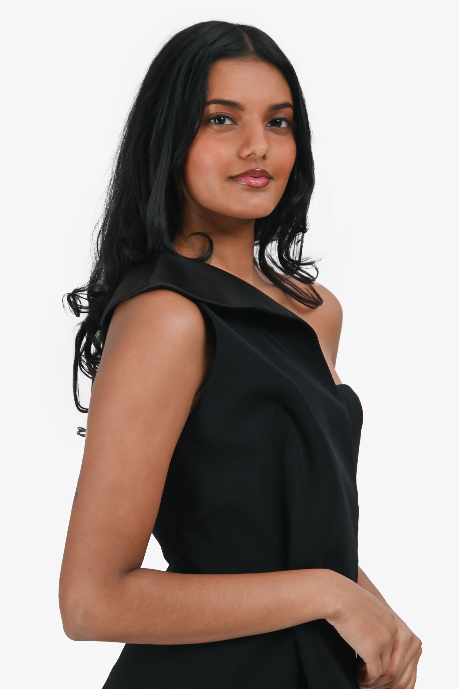 Giorgio Armani Black Silk One Shoulder Tube Mini Dress Size 38