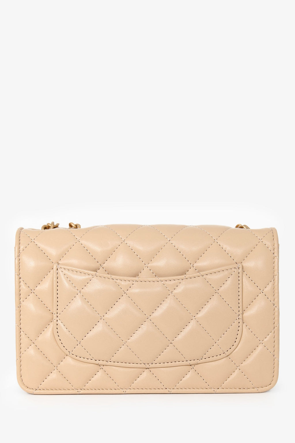 Pre-Loved Chanel™ Beige Lambskin Leather 'All Slide' Wallet on Chain
