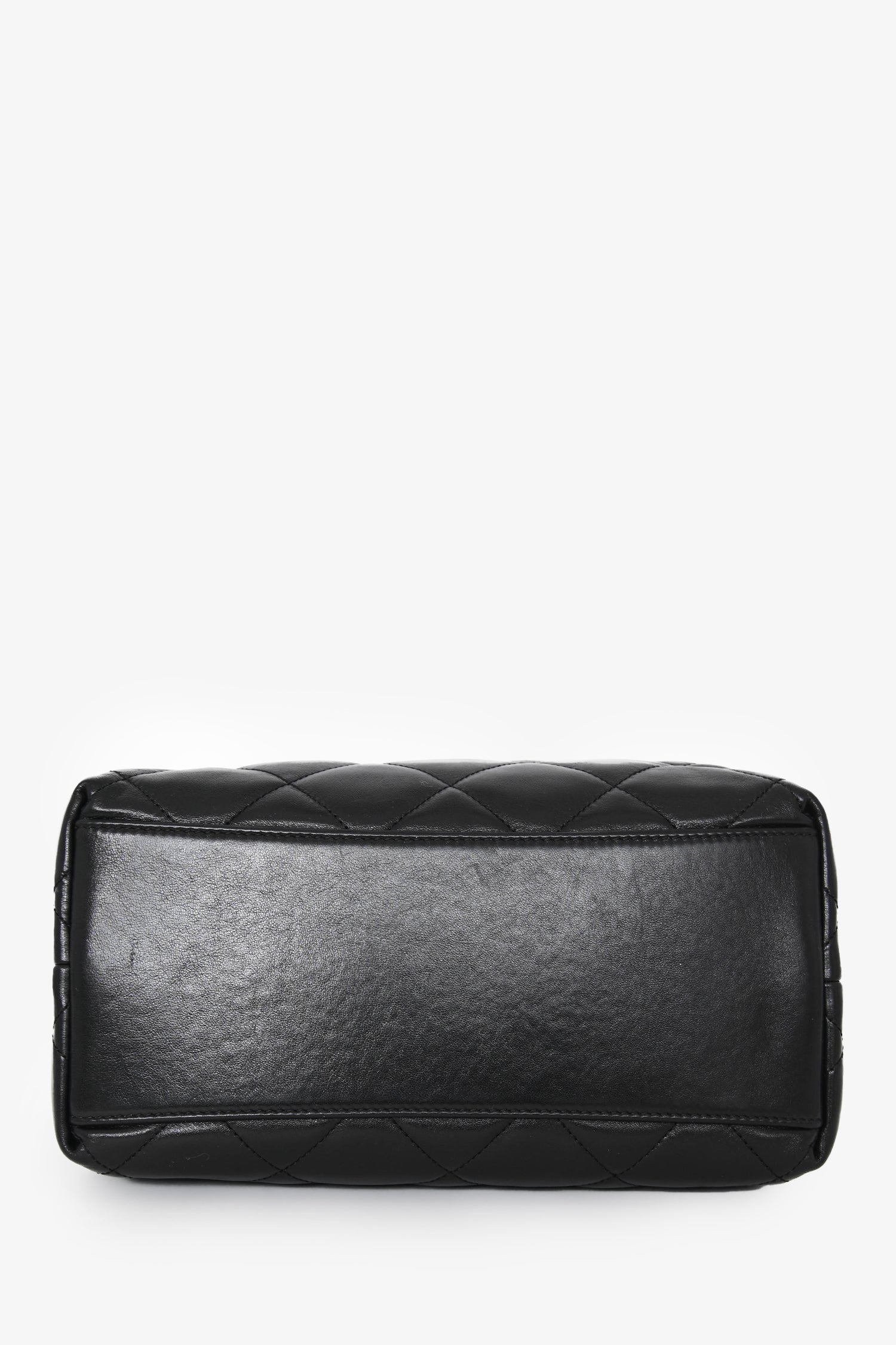 Pre-Loved Chanel™ 2025 Black Lambskin Small 25 Quilted Chain Buckle Bag