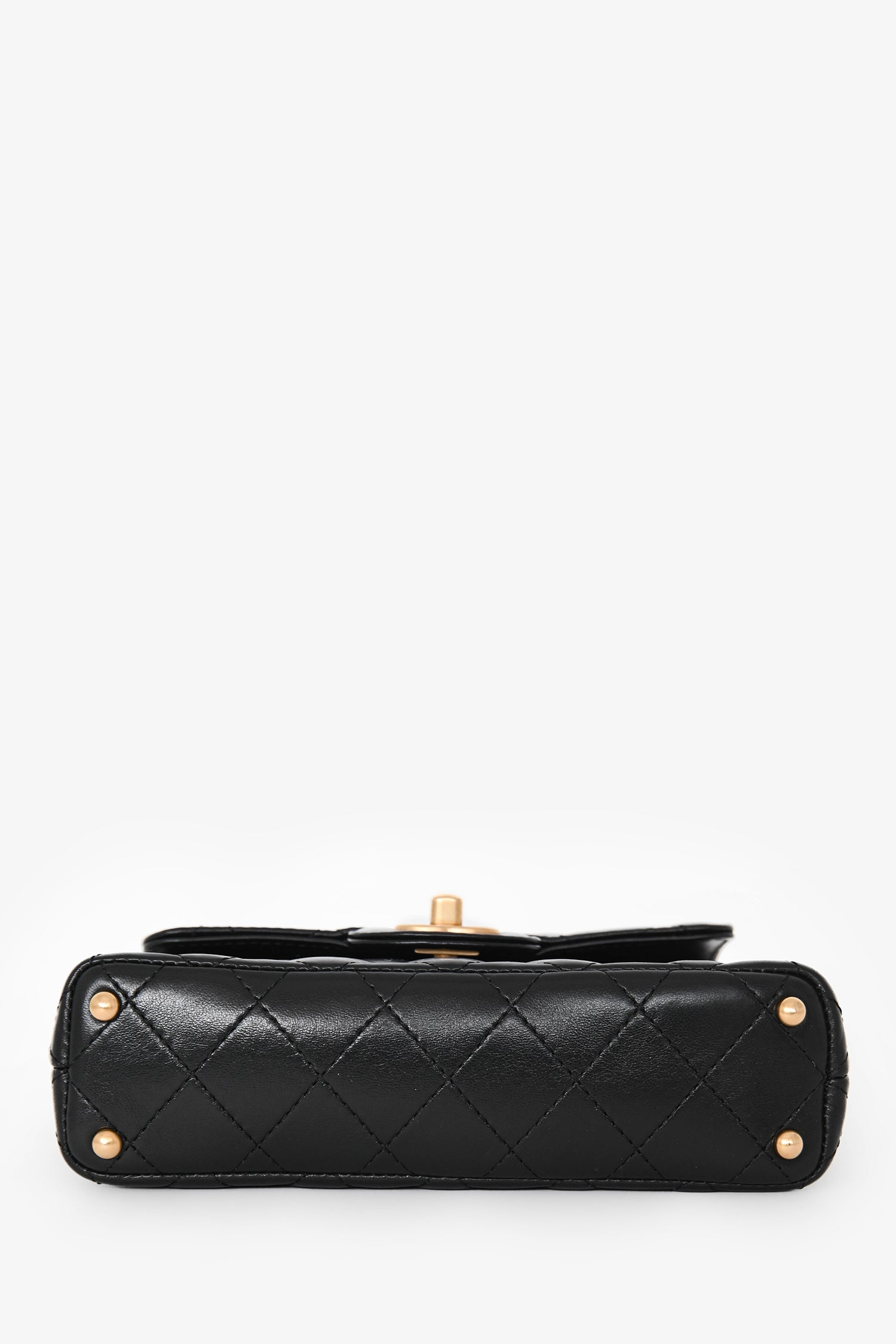 Pre-Loved Chanel™ 2025 Black Lambskin Mini Top Handle Chain Bag