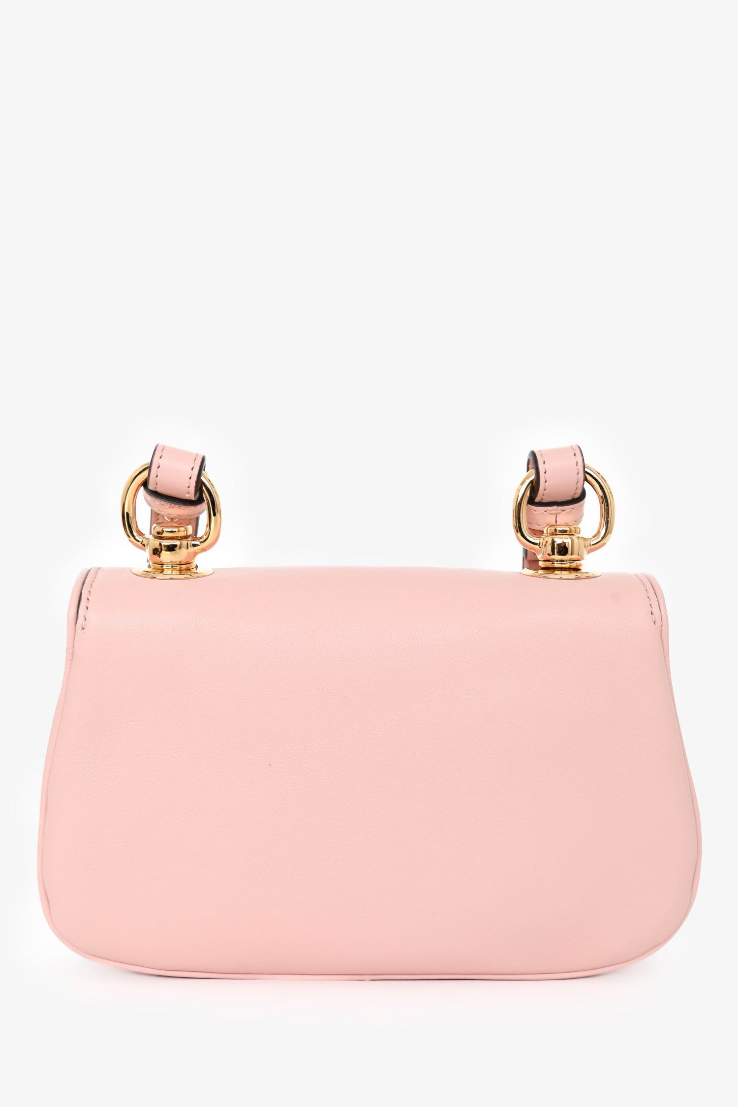 Gucci Pink Leather Mini 'Blondie' Crossbody Bag With Web Canvas Strap