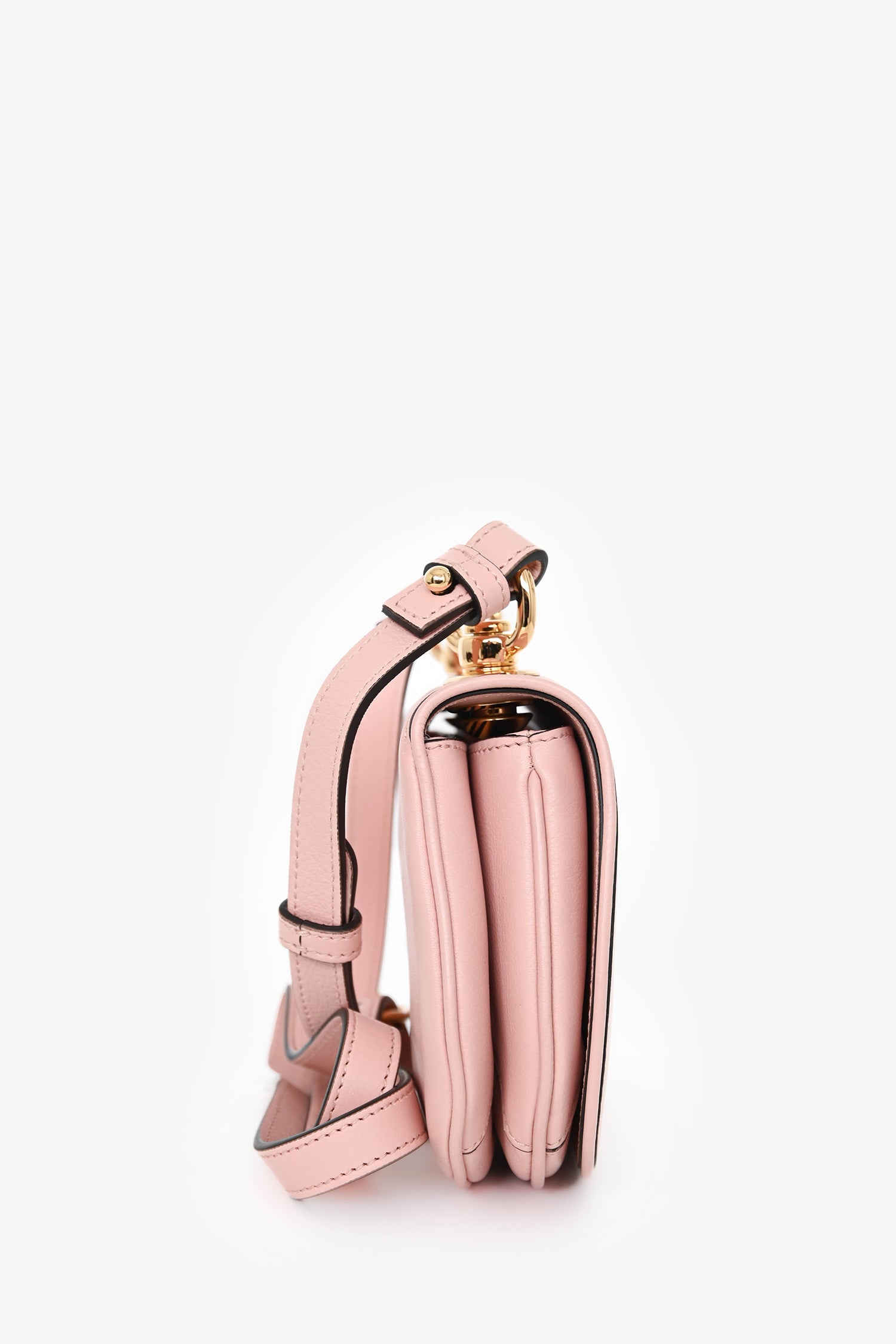 Gucci Pink Leather Mini 'Blondie' Crossbody Bag With Web Canvas Strap