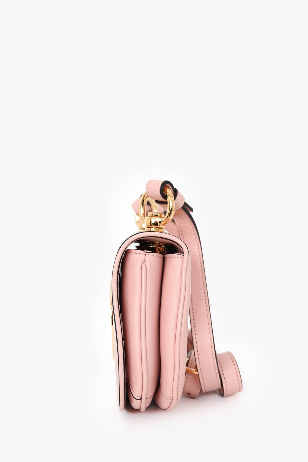 Gucci Pink Leather Mini 'Blondie' Crossbody Bag With Web Canvas Strap