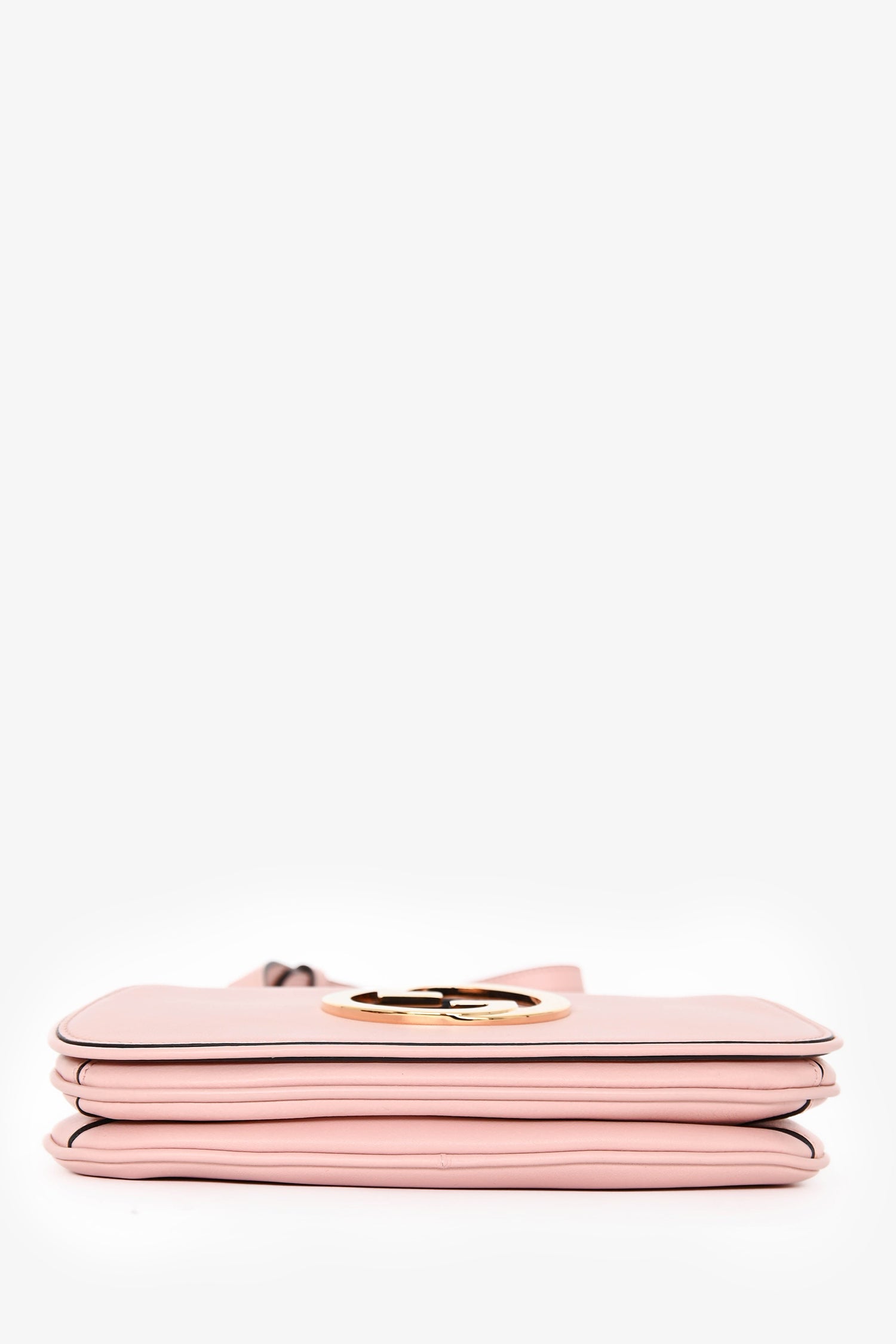 Gucci Pink Leather Mini 'Blondie' Crossbody Bag With Web Canvas Strap