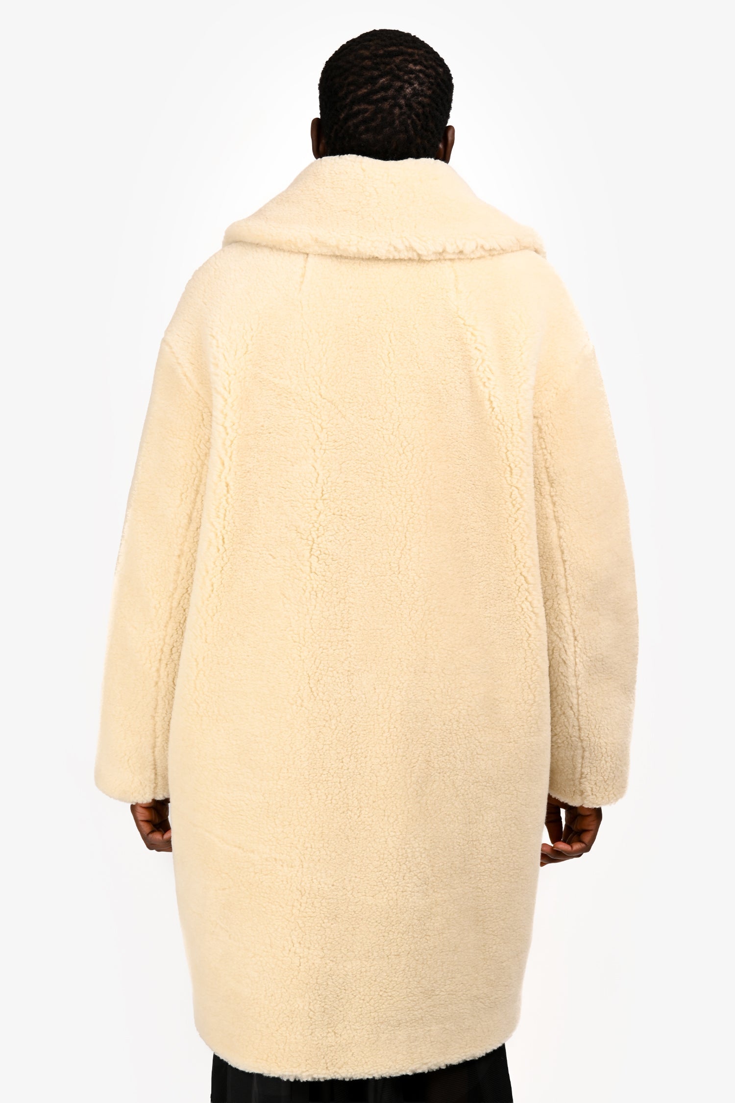 & Other Stories White Faux Sherpa Teddy Button Up Long Coat Size 10