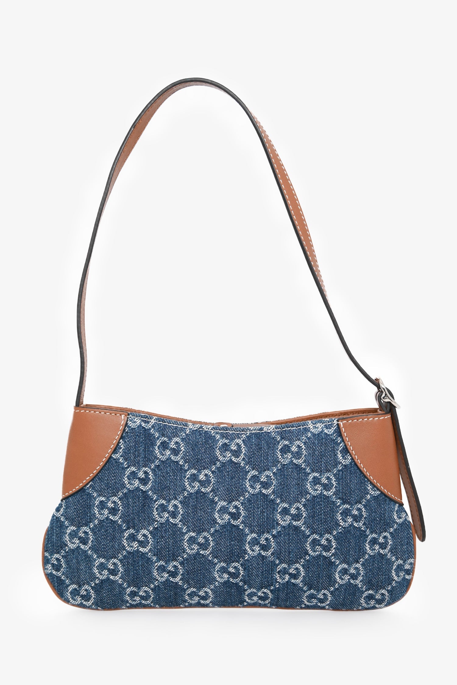 Gucci Blue Monogram Denim Mini Emblem Shoulder Bag