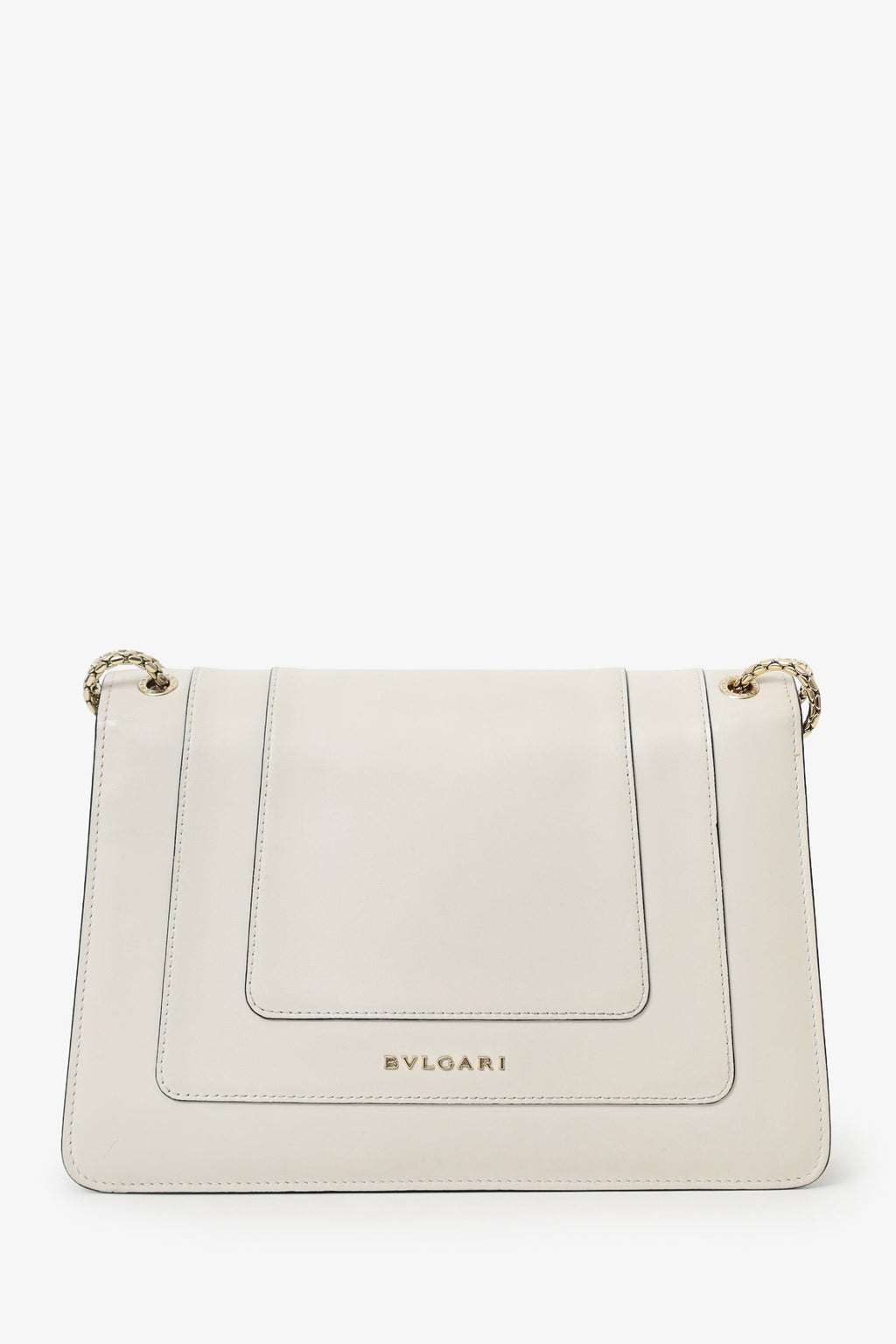 Bvlgari Cream Leather Medium Serpenti Forever Chain Bag