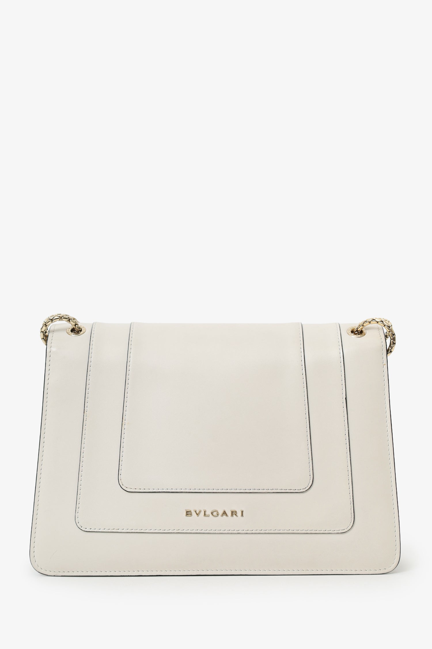 Bvlgari Cream Leather Medium Serpenti Forever Chain Bag