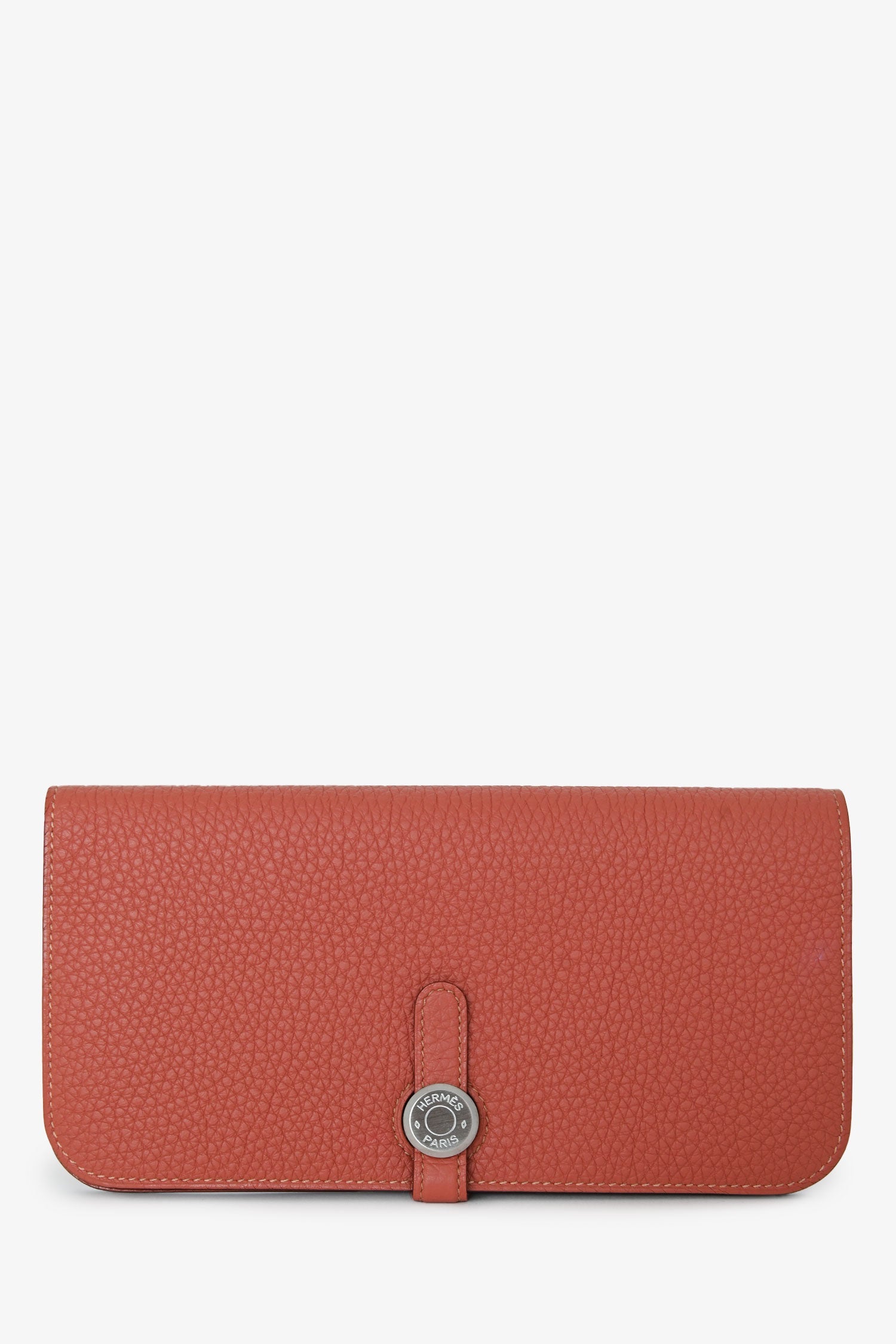 Hermès 2014 Terra Cotta Clemence Leather Dogon Wallet