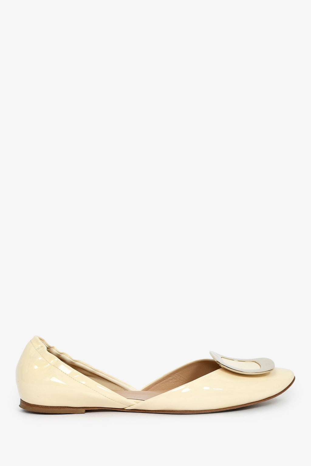 Roger Vivier White Patent Leather Buckle Flats Size 37