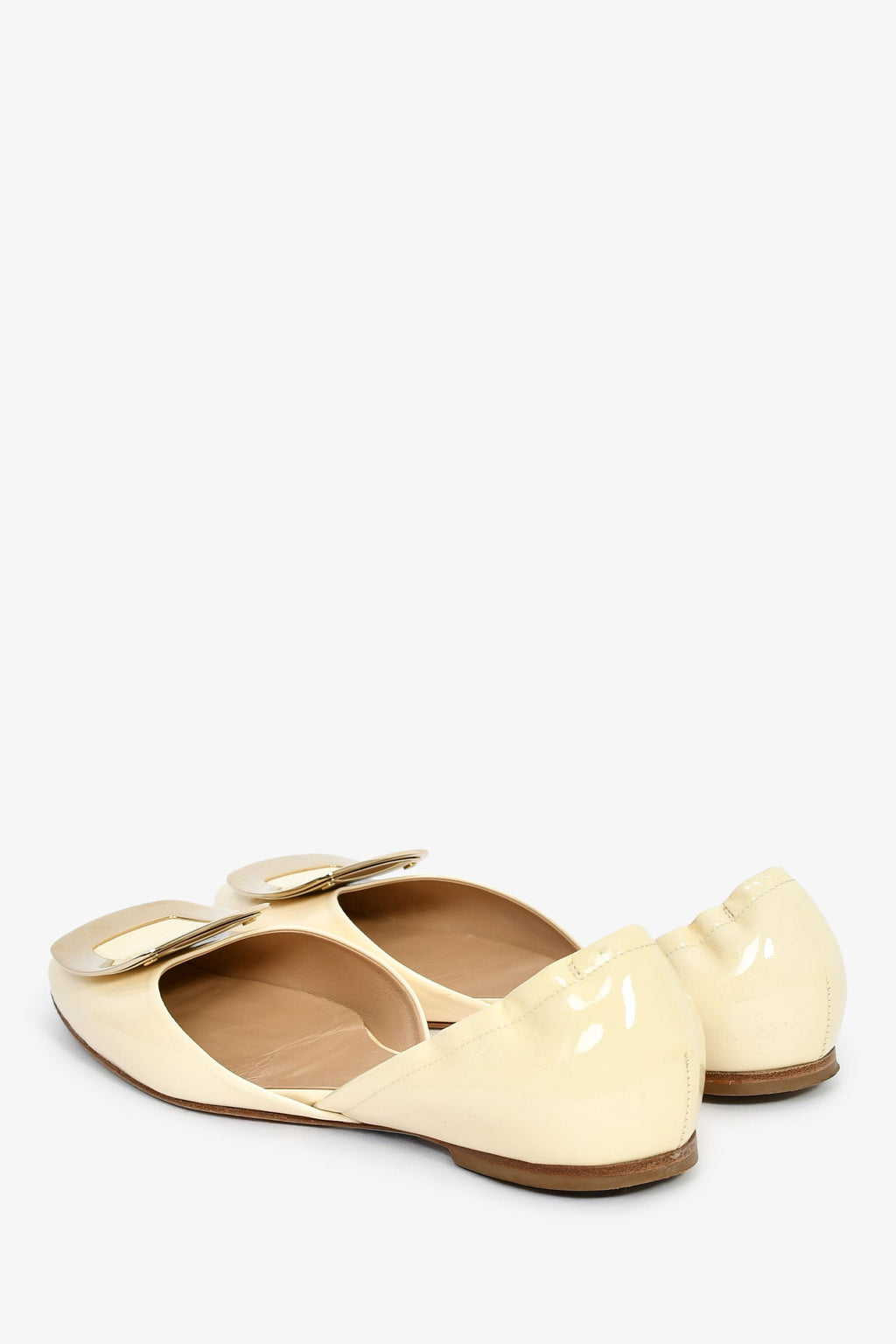 Roger Vivier White Patent Leather Buckle Flats Size 37