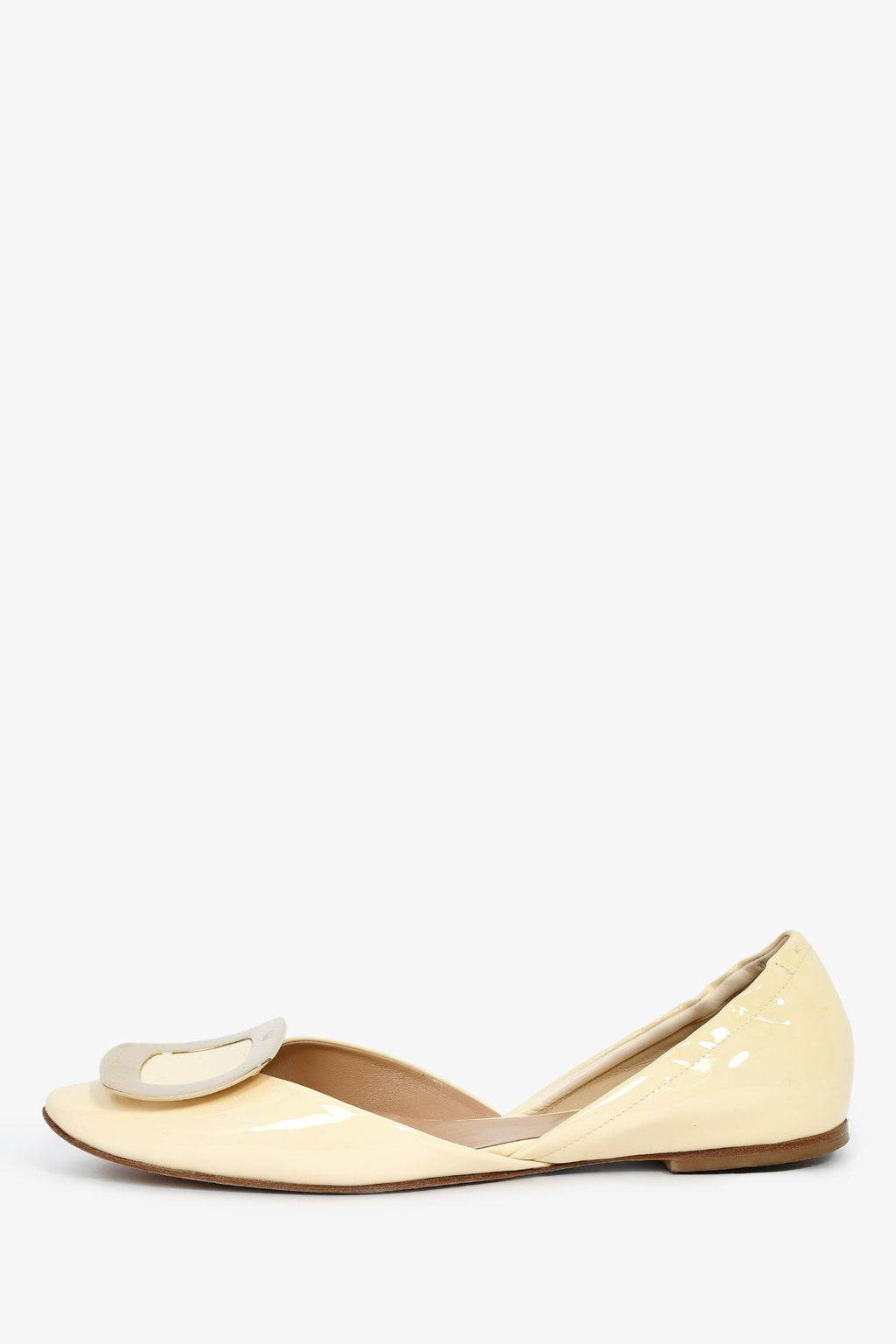 Roger Vivier White Patent Leather Buckle Flats Size 37