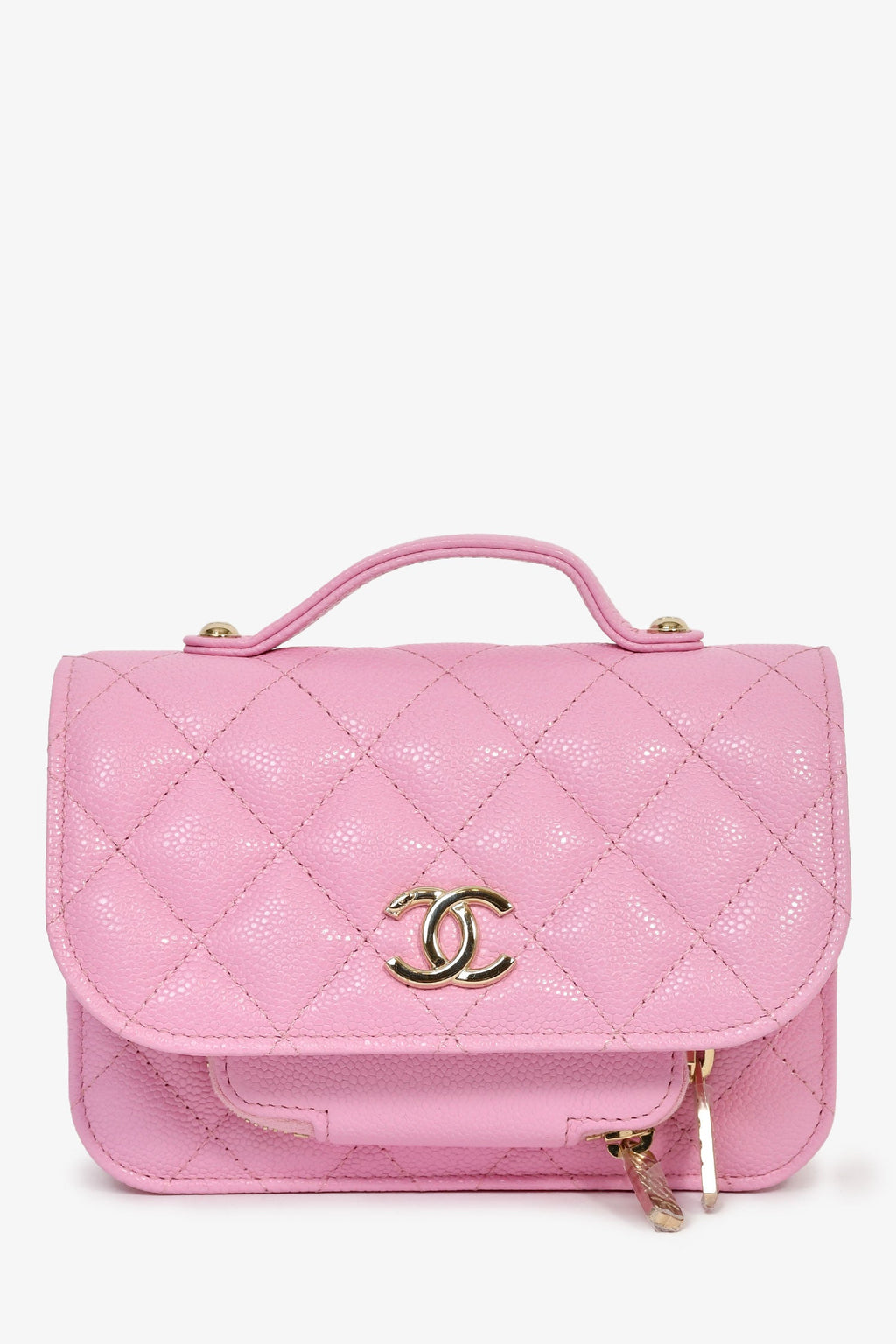 Pre-Loved Chanel™ 2022+ Lilac Caviar Leather Business Affinity Clutch On Chain