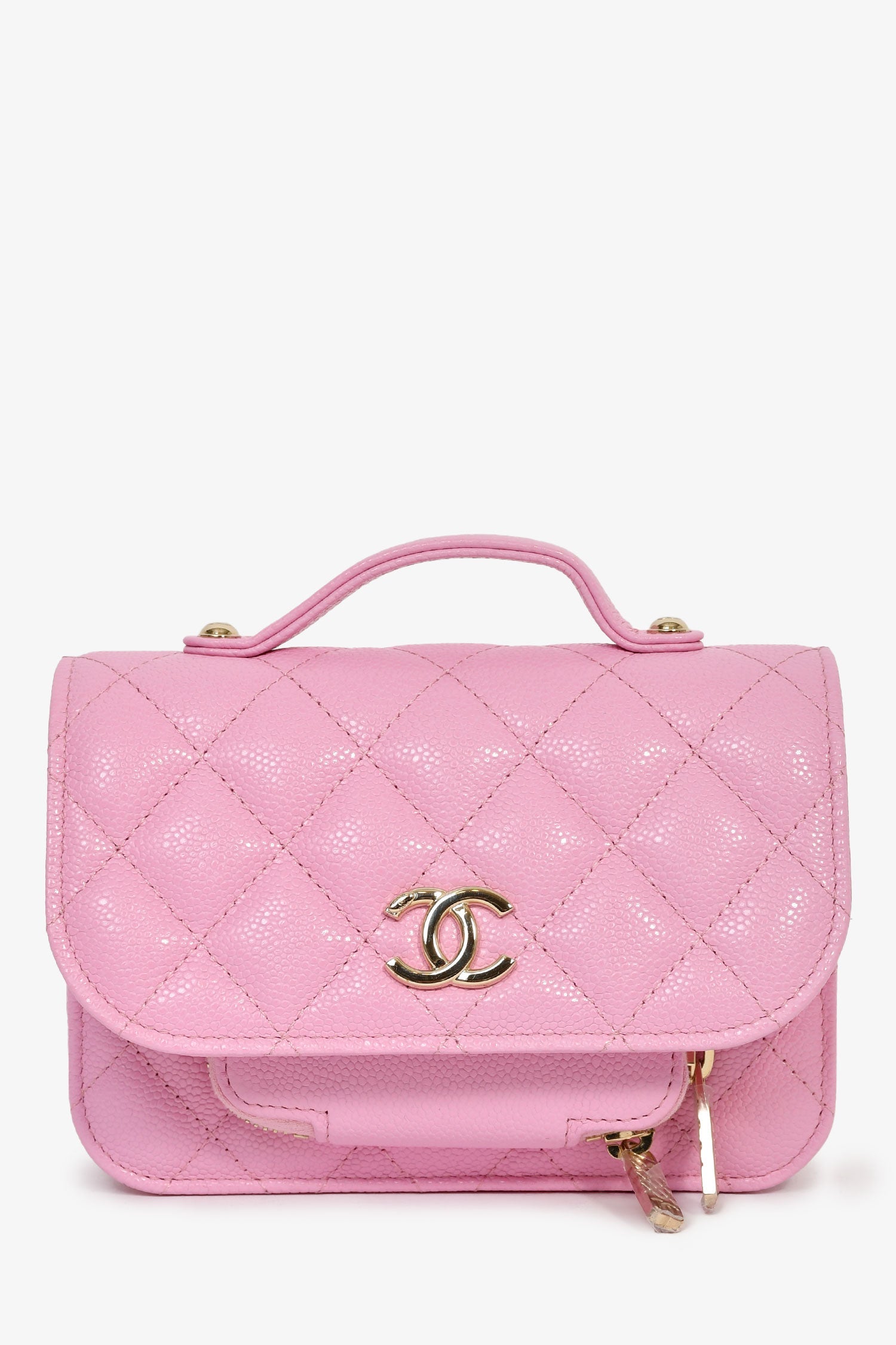 Pre-Loved Chanel™ 2022+ Lilac Caviar Leather Business Affinity Clutch On Chain