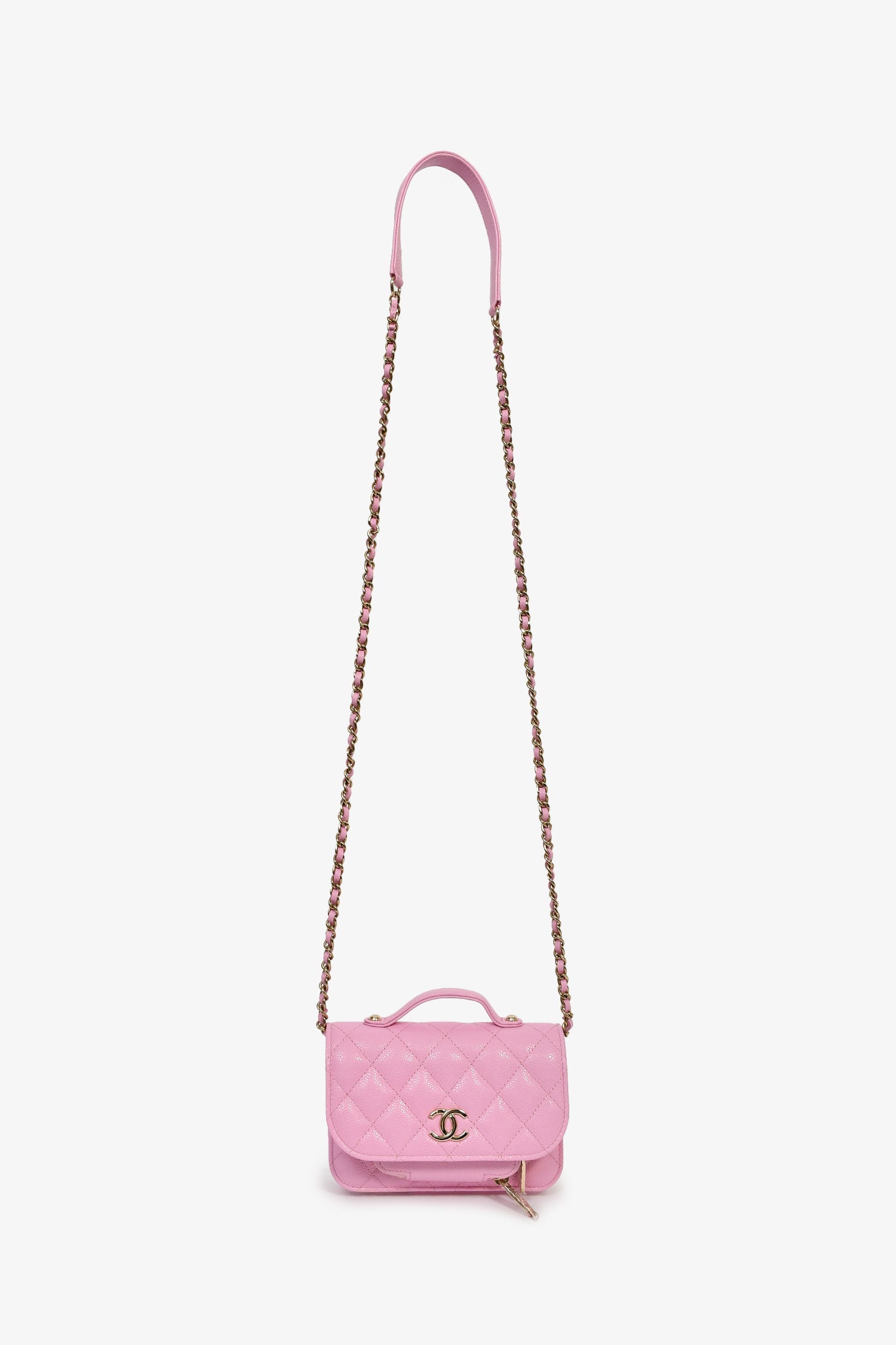 Pre-Loved Chanel™ 2022+ Lilac Caviar Leather Business Affinity Clutch On Chain