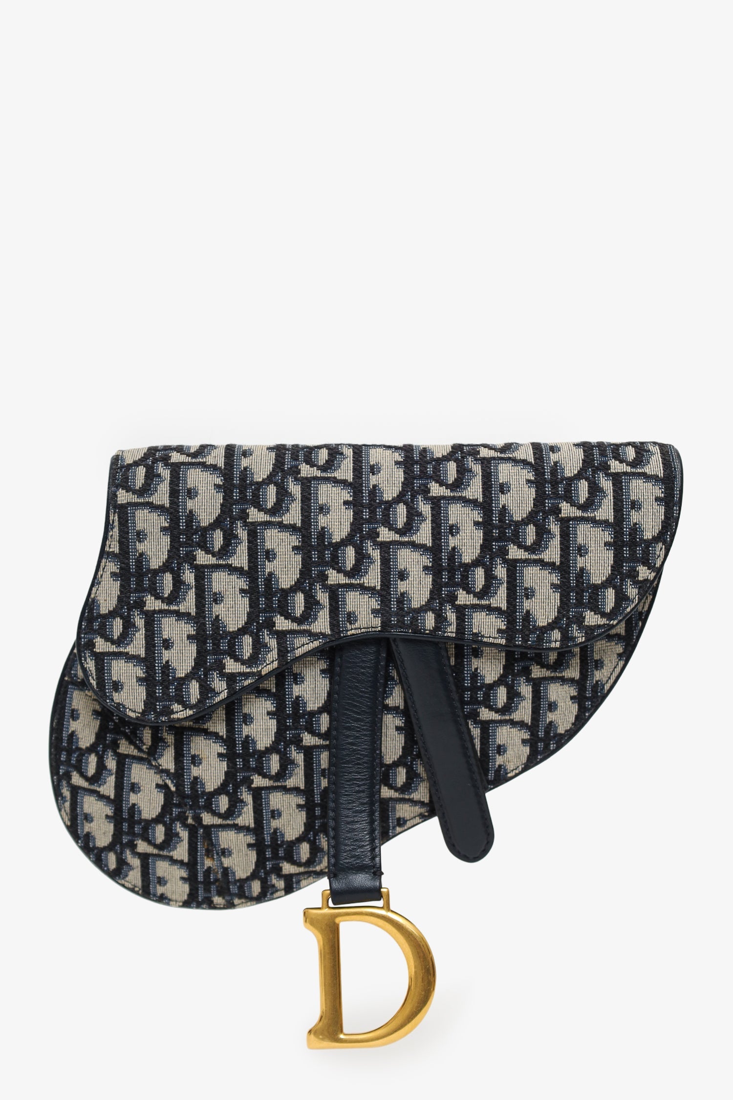 Christian Dior Navy Oblique Canvas Saddle Belt Bag