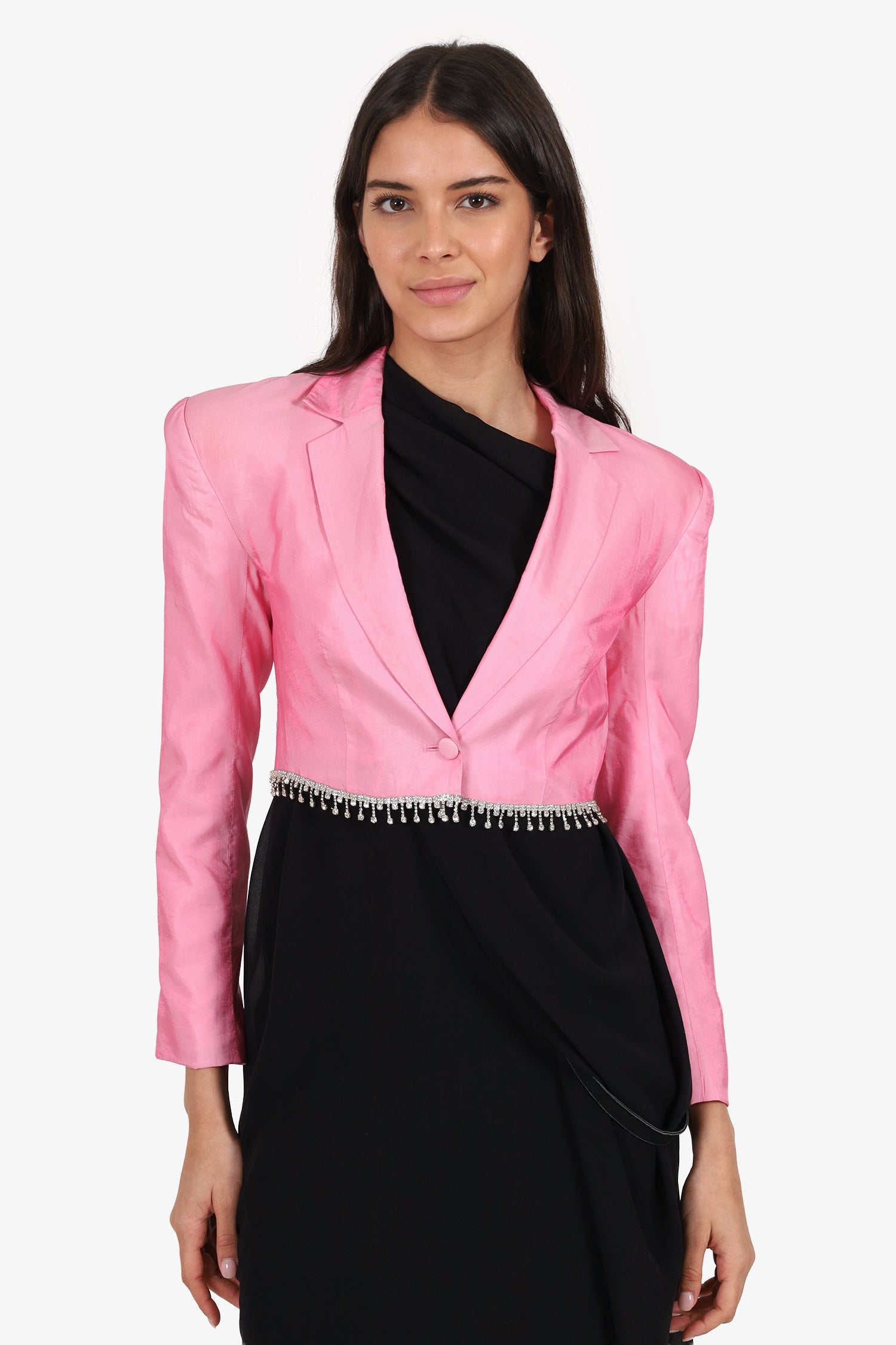 Rotate Birger Christensen Pink Embellished Cropped Blazer Jacket Size 4